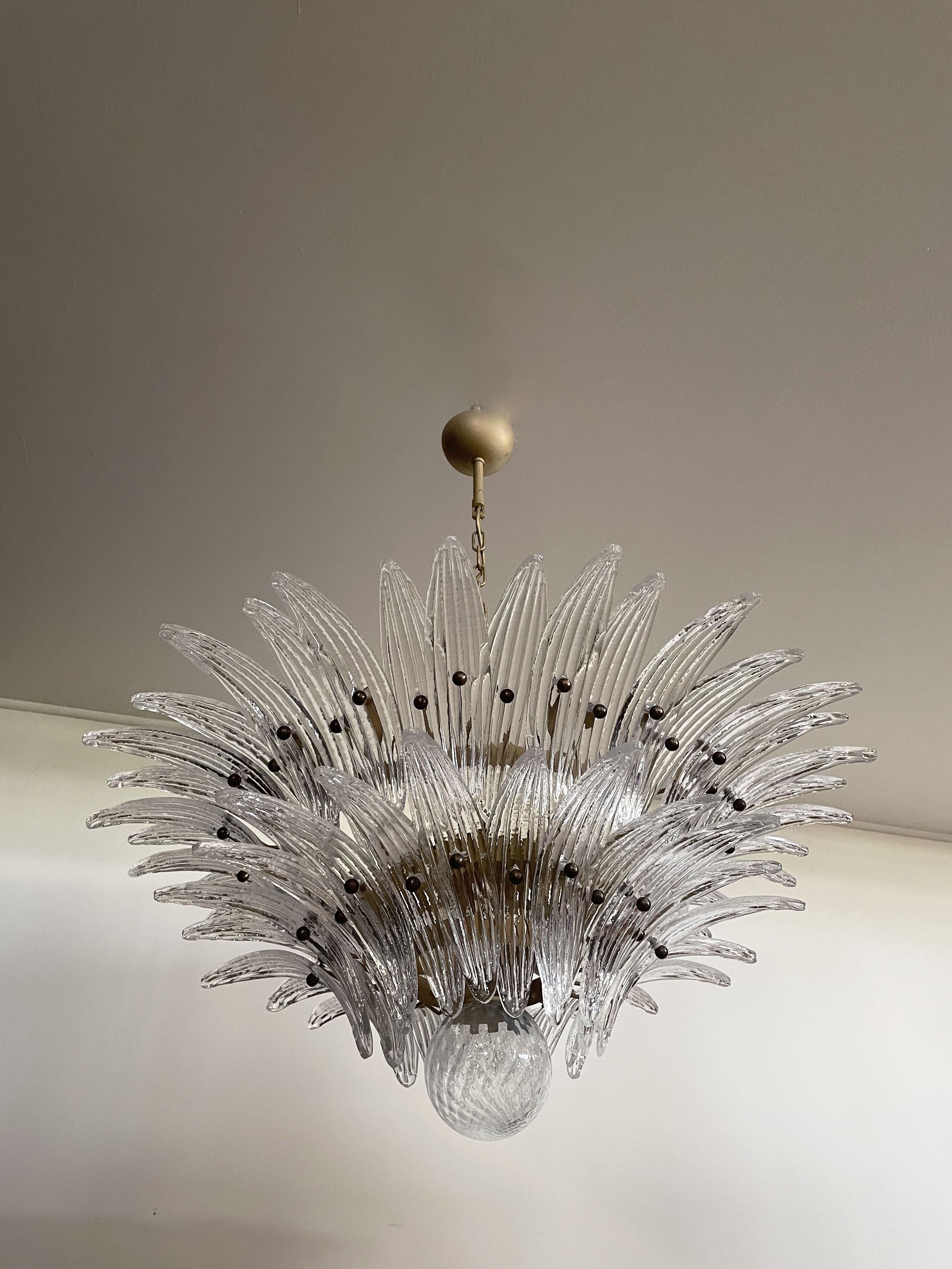 Murano Chandelier Original Palmette, Trasparent Glass 11