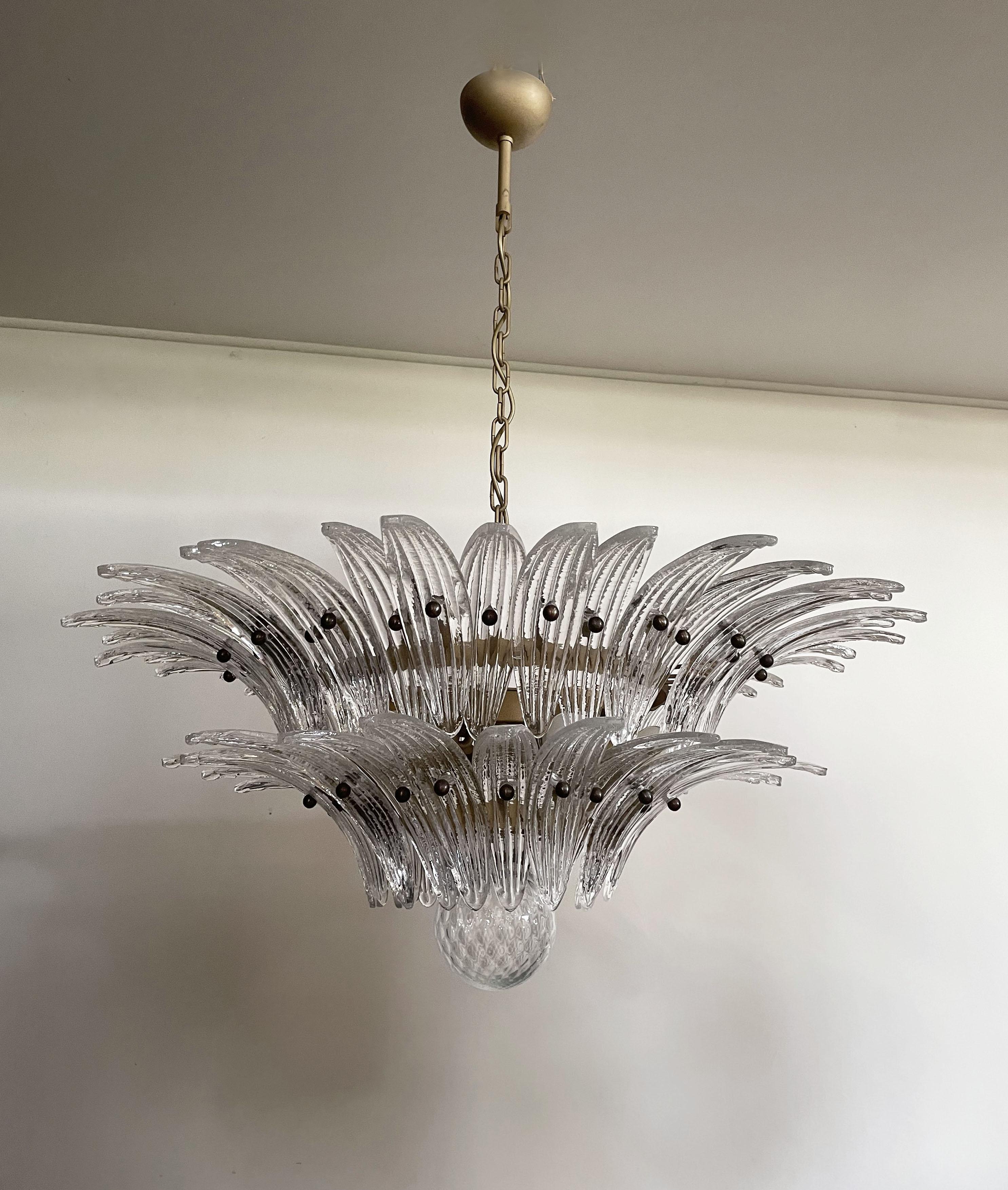 Murano Chandelier Original Palmette, Trasparent Glass 12