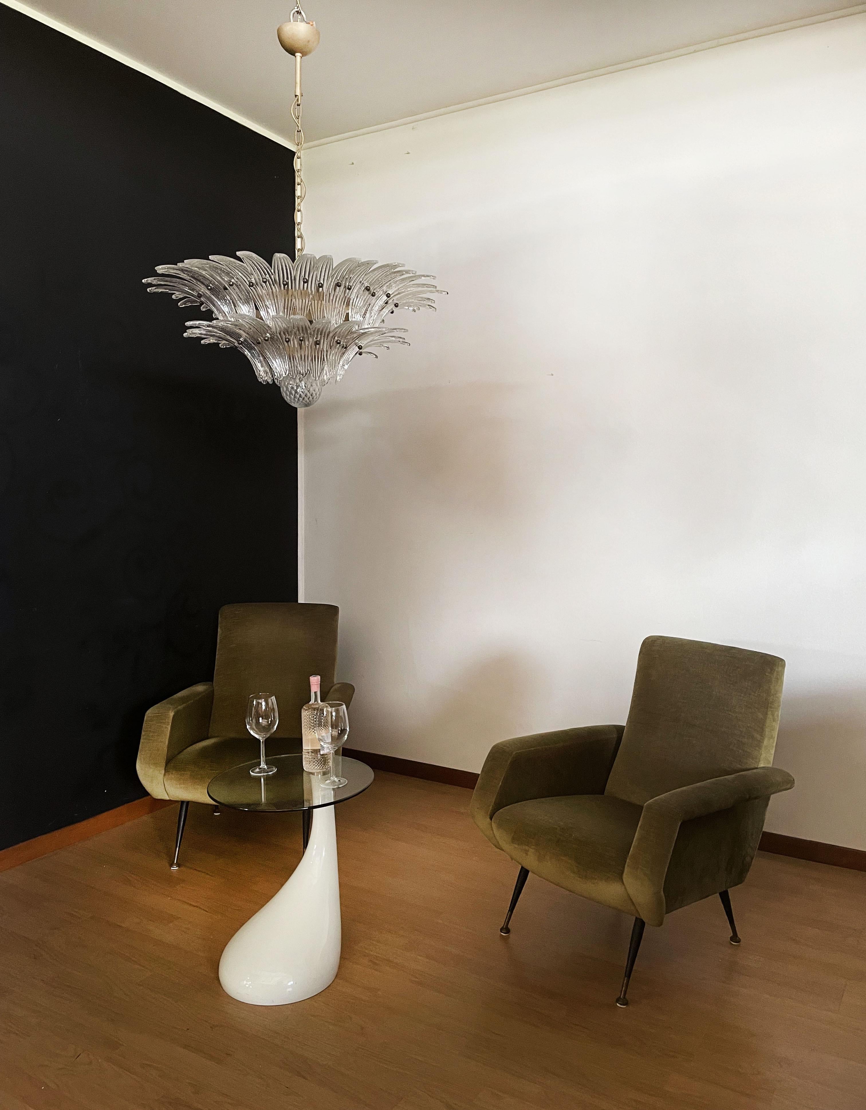 Murano Chandelier Original Palmette, Trasparent Glass In Good Condition In Gaiarine Frazione Francenigo (TV), IT