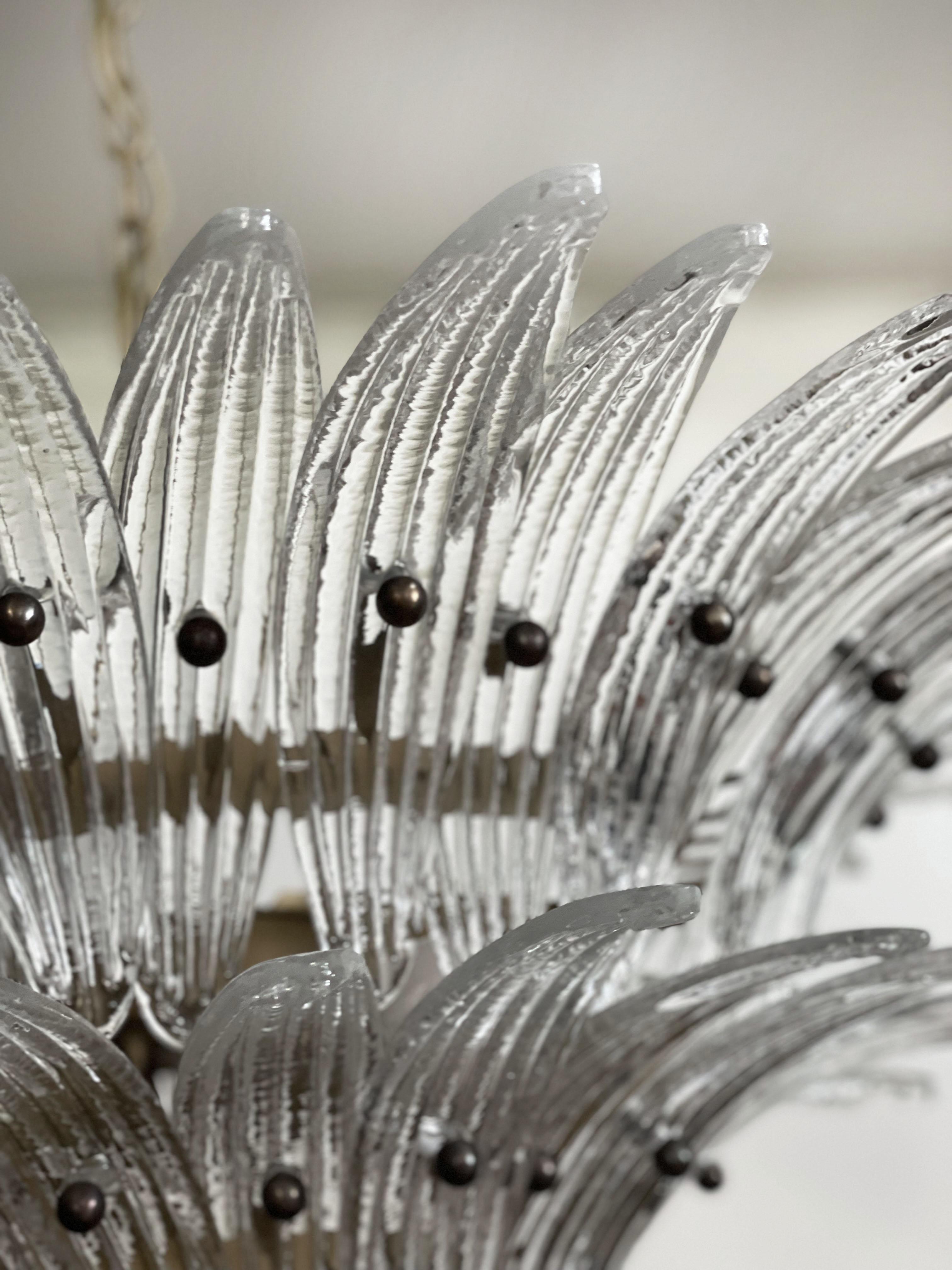 Murano Chandelier Original Palmette, Trasparent Glass In Good Condition In Gaiarine Frazione Francenigo (TV), IT