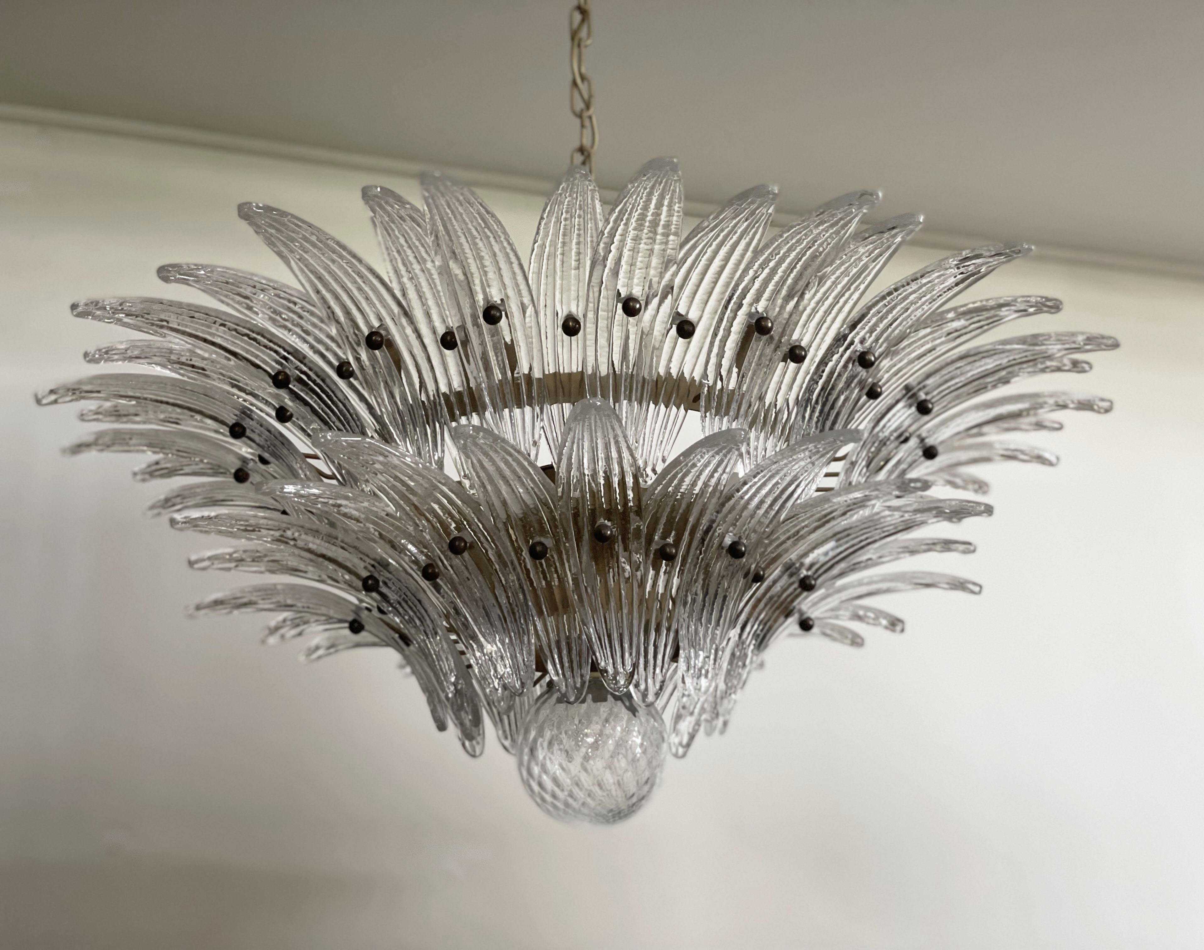 Murano Chandelier Original Palmette, Trasparent Glass 1