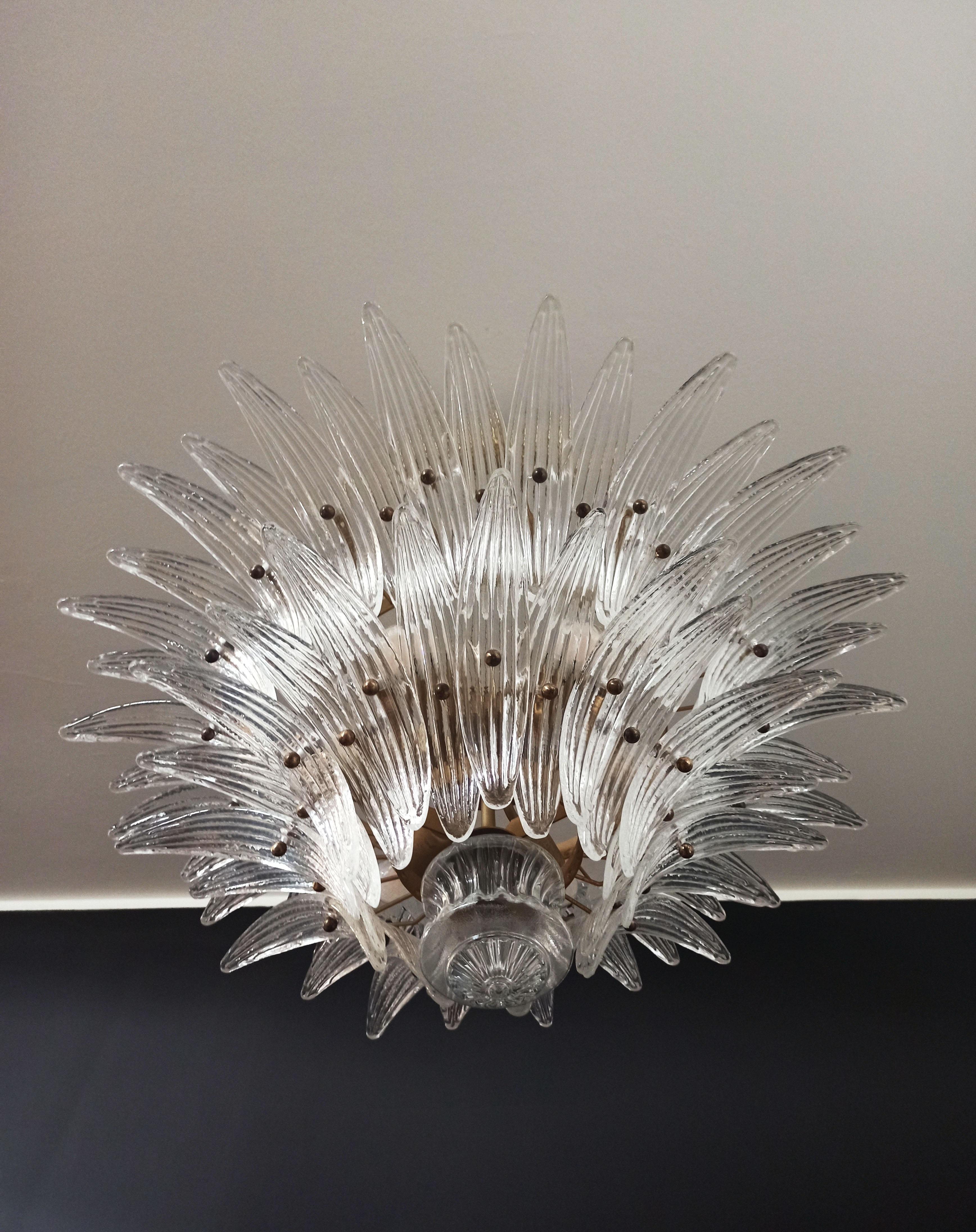 Murano Chandelier Original Palmette, Trasparent Glass 2