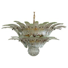 Murano Chandelier Original Palmette, Trasparent Glass