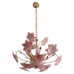 Murano Chandelier Pink Flowers, 1970