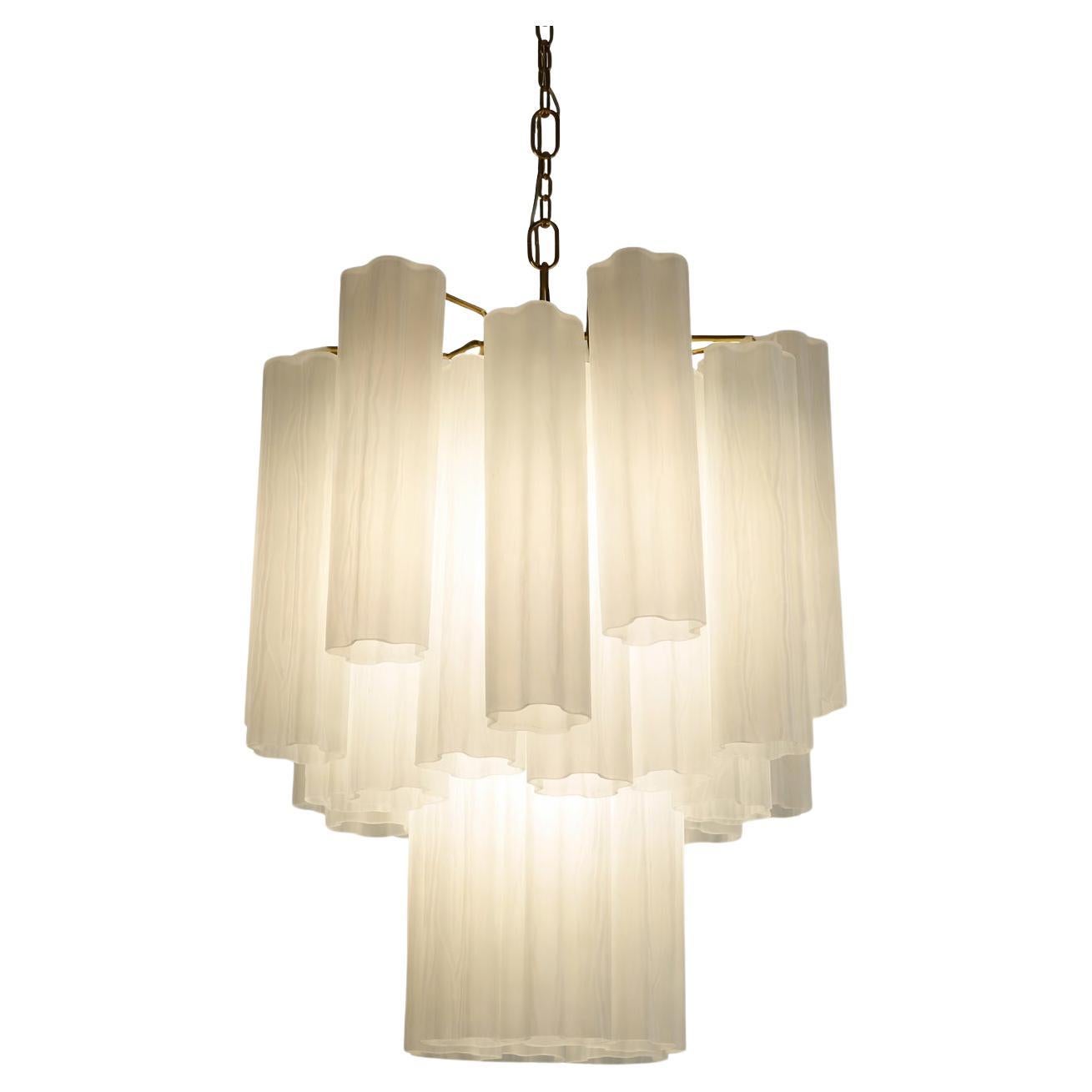 Lampadario di Murano in vetro bianco albaster