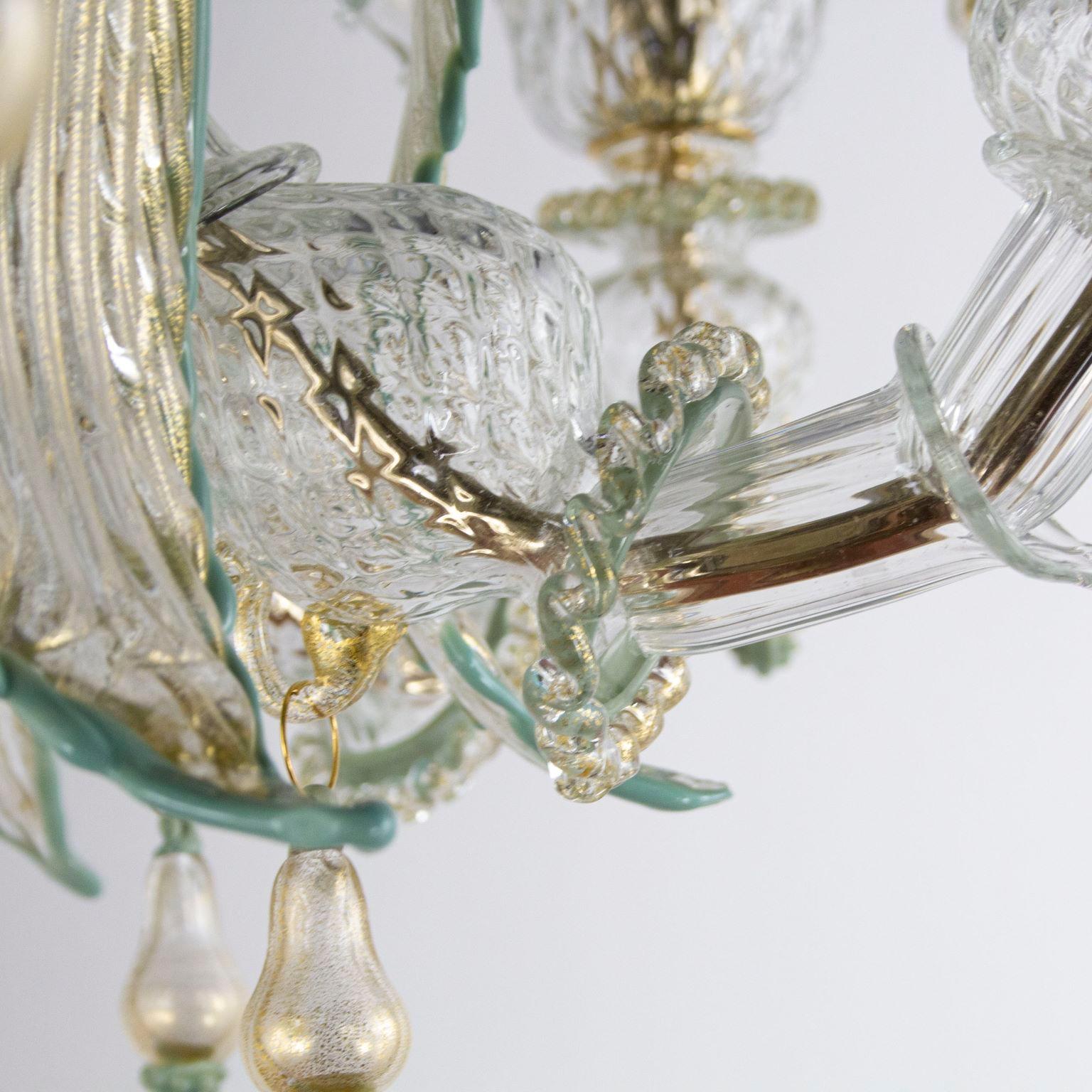 Other Chandelier Rezzonico 8 Arms, Clear Glass Multicolour Details Multiforme For Sale