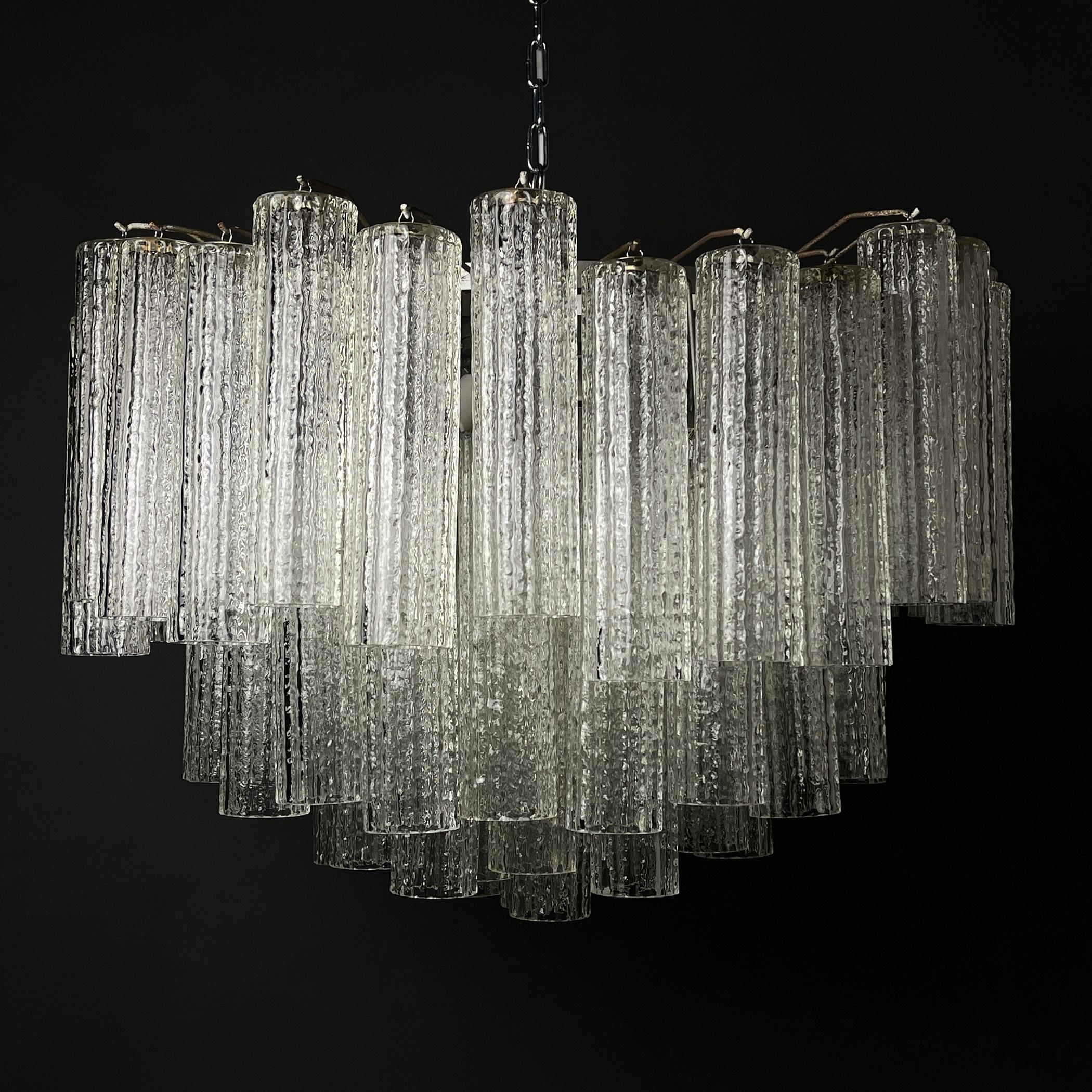 The incredible beautiful chandelier made of Murano glass Tronchi by Toni Zuccheri for Venini. Made in Italy in the 1960s. Designer Toni Zuccheri for Venini & Co. Venini & Co. played a leading role in the revival of Italy’s high-end glass industry,