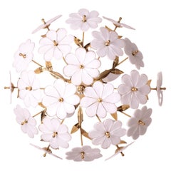 Murano Chandelier White Flowers, 1970