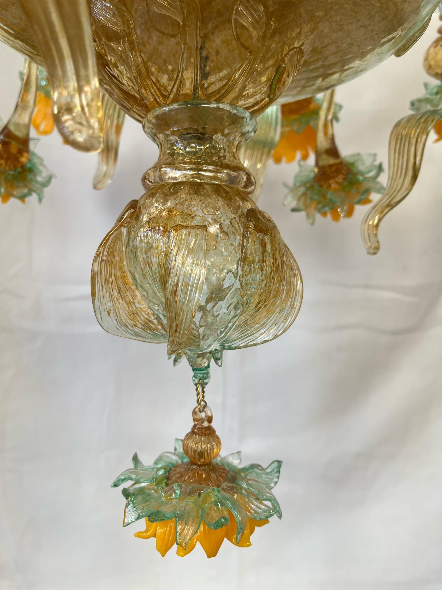 Lustre de Murano avec 8+4 lampes Tournesols Bon état - En vente à Monselice, PD