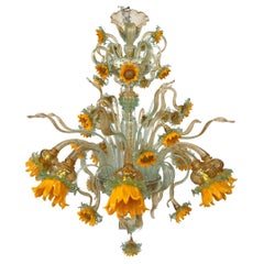 Murano Chandelier with 8+4 Sunflowers Lights