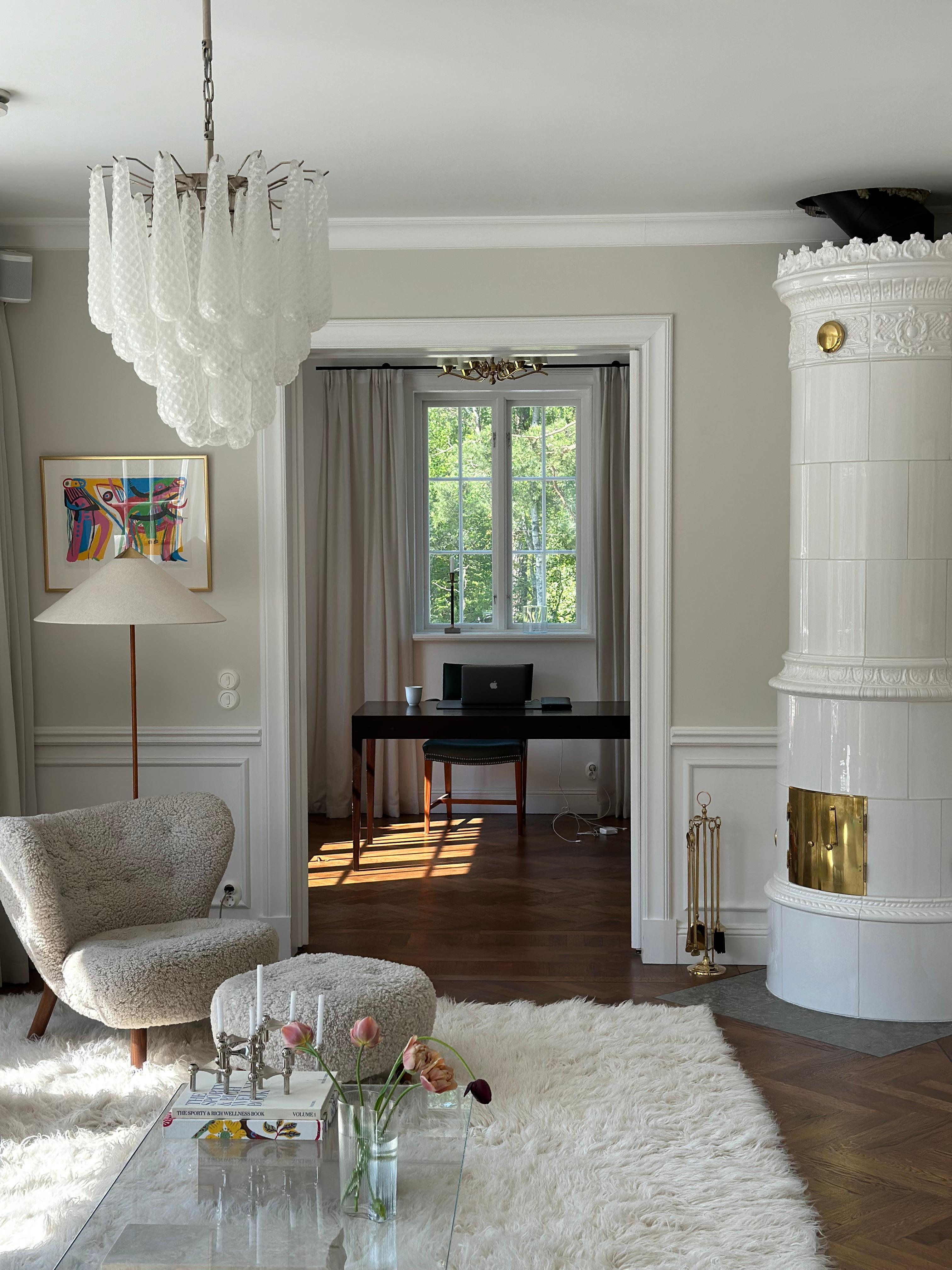 Murano Chandelier with Drop formed Prisms In Excellent Condition For Sale In Bromma, SE