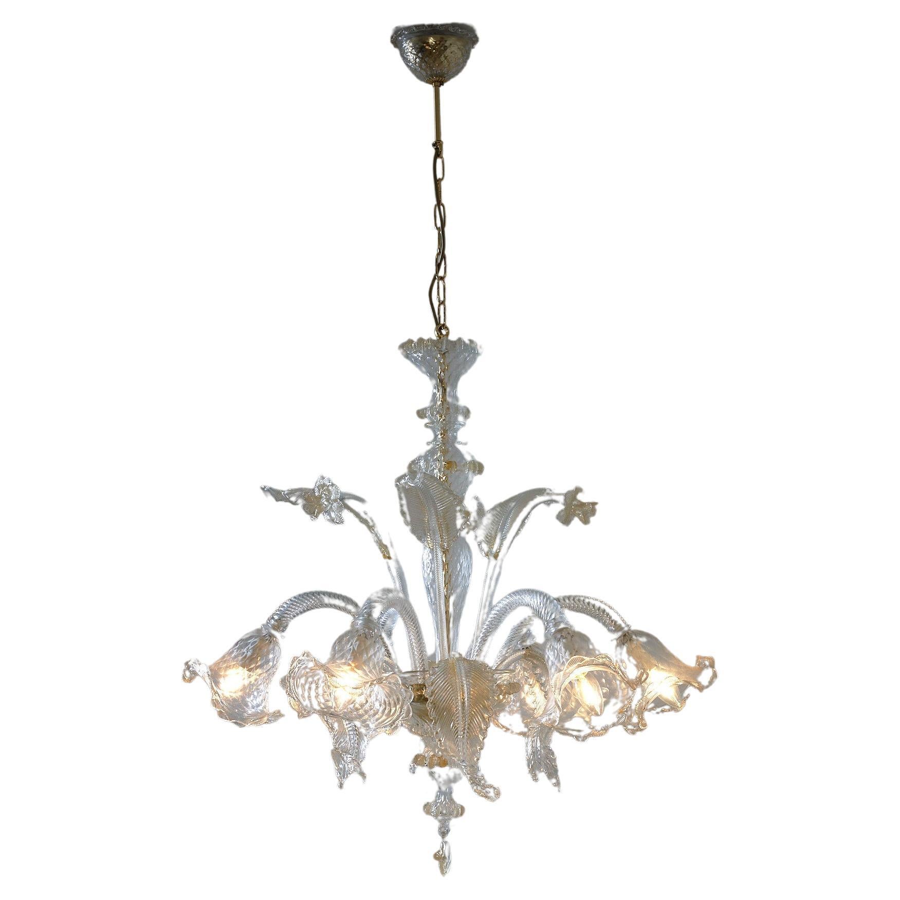 Murano Chandelier with Flowers with 6arms  For Sale