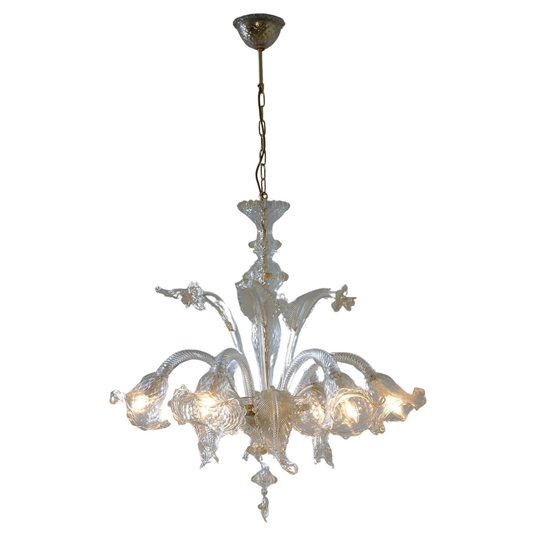 Murano Kronleuchter mit Blumen mit 6 Armen