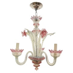 Murano-Kronleuchter mit rosa Blumen