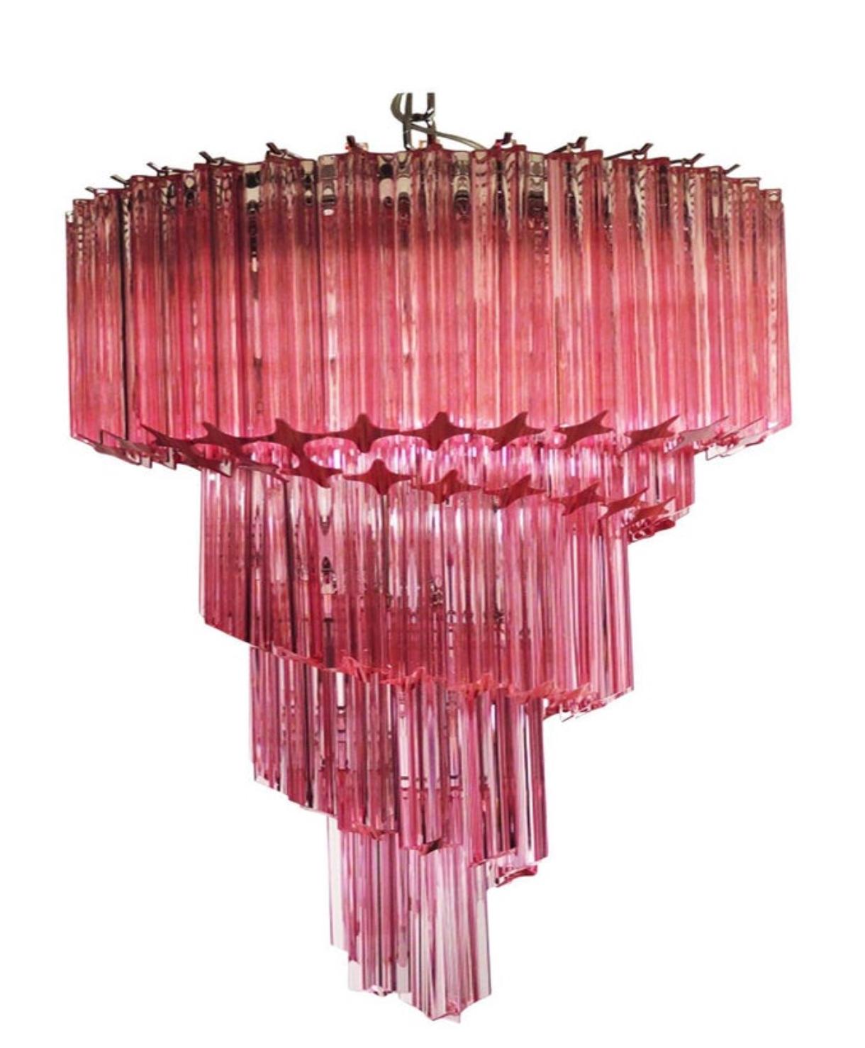XX secolo Lampadari di Murano 320 Crystal Pink Prism, Murano in vendita