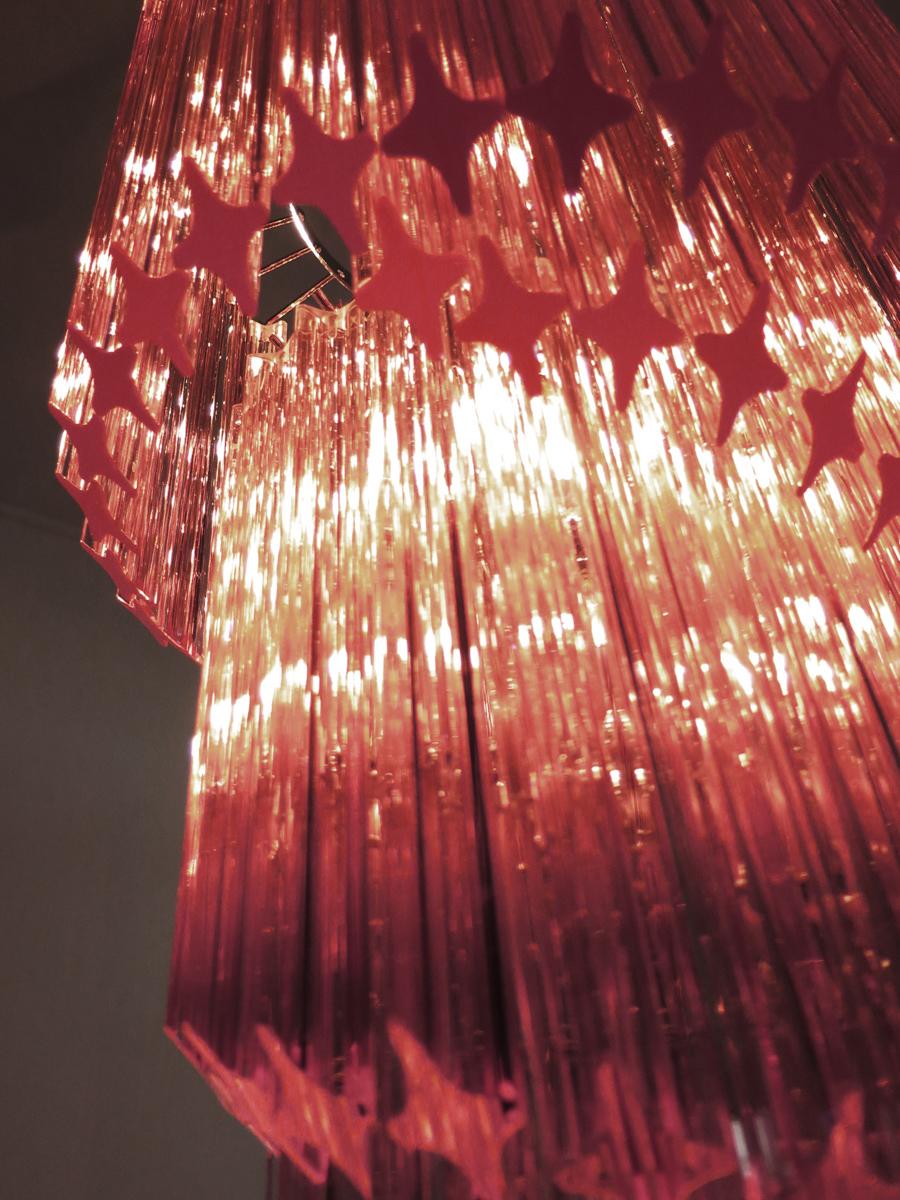 Murano Kronleuchter Kristall Rosa Prisma, Murano im Angebot 7