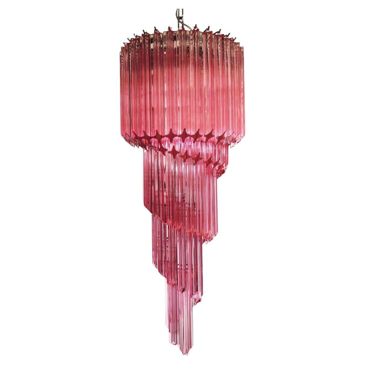 Murano Chandeliers Crystal Pink Prism, Murano For Sale