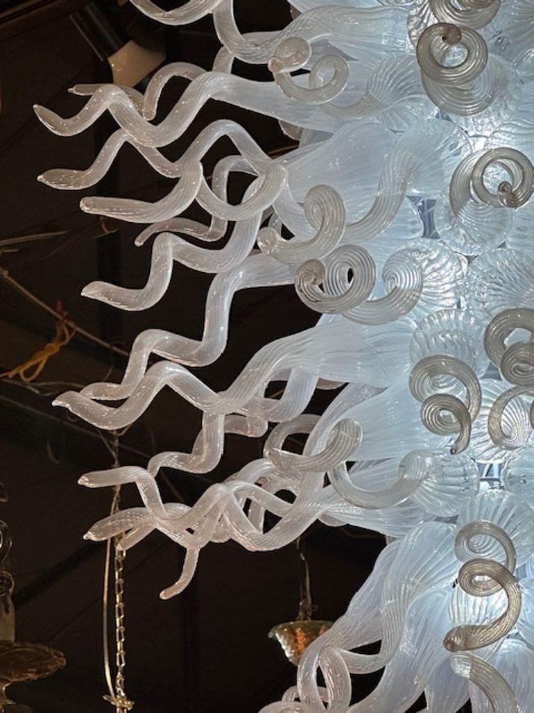 Contemporary Murano Chihuly Style Blown Glass Chandelier For Sale