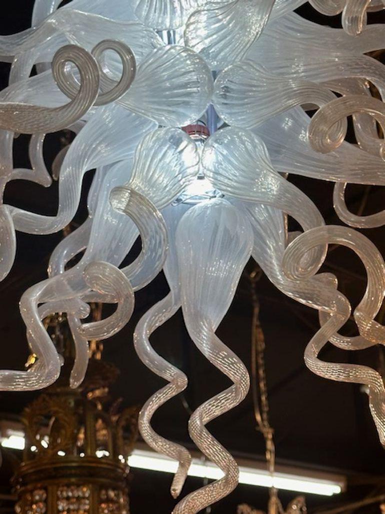 Murano Chihuly Style Blown Glass Chandelier For Sale 4