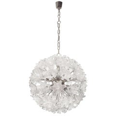 Murano Chrome and Glass Flower Ball Chandelier