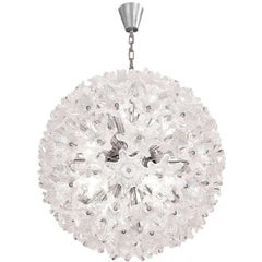 Murano Chrome and Glass Flower Ball Chandelier