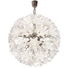 Murano Chrome and Glass Flower Ball Chandelier