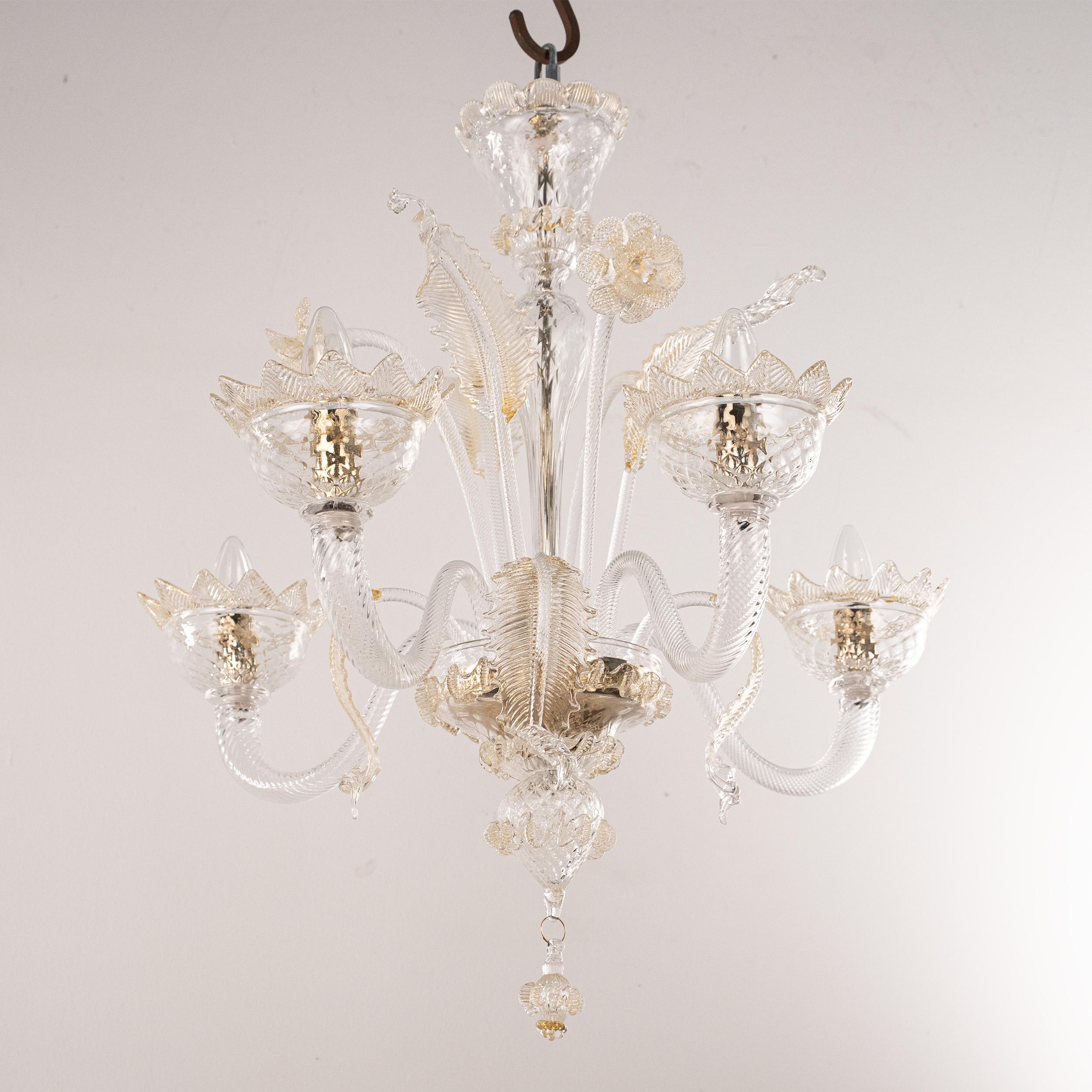 Disponible maintenant - Lustre unique en verre clair et or de Murano 4 lumières, Vintage Made in Italy en stock
Condit : pratiquement en parfait état et jamais utilisé : pas de grosses rayures, pas de défauts, pas de fissures pas de pièces