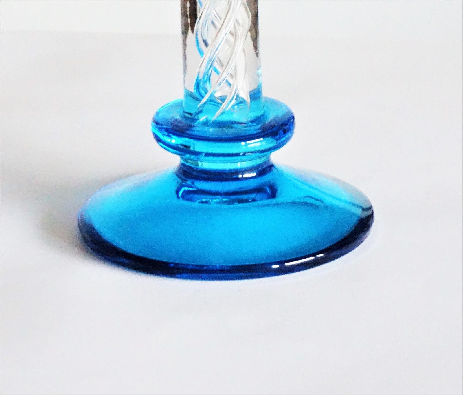 Murano Clear and Turquoise Glass Candlestick In Good Condition For Sale In Frankfurt am Main, DE