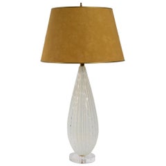 Murano Clear and White Swirl Glass Table Lamp