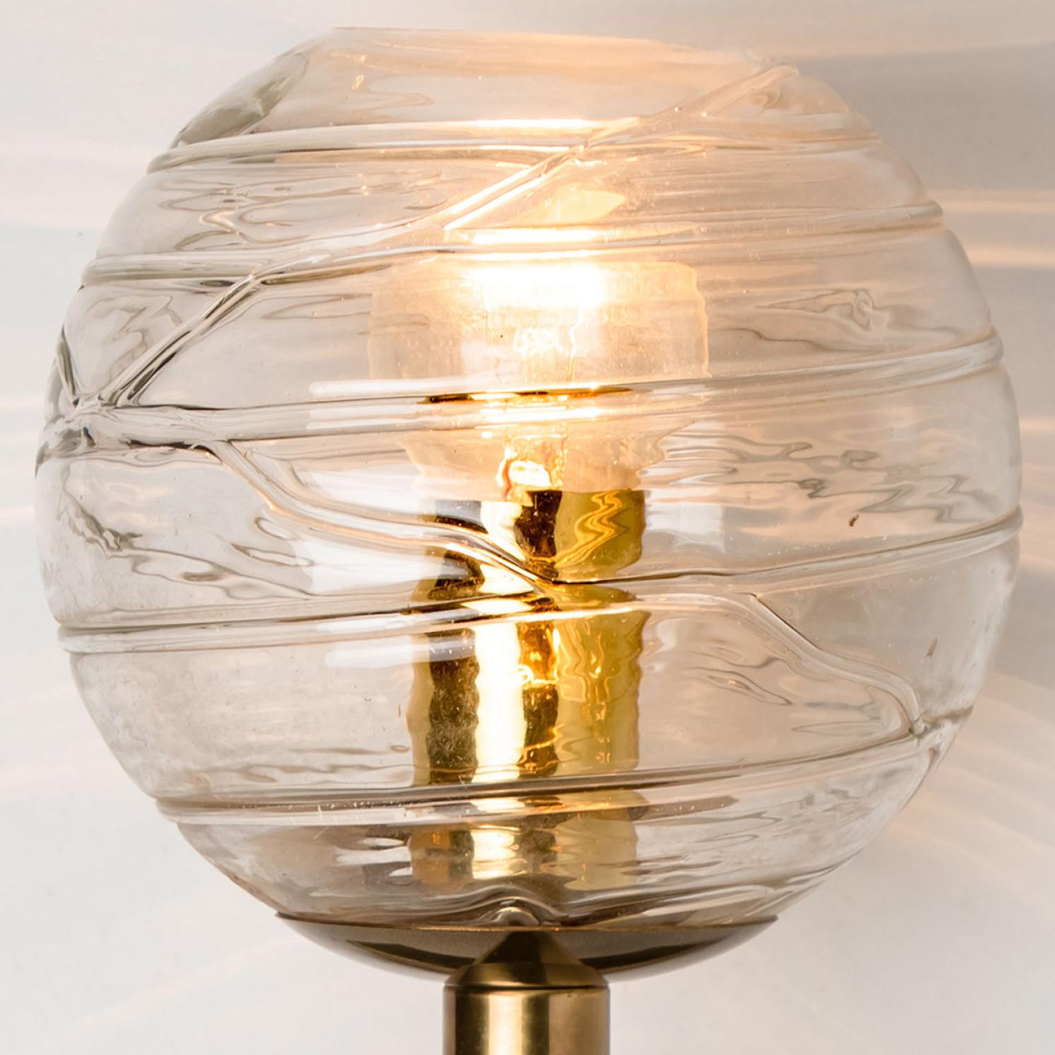 Mid-20th Century Murano Clear Glass and Brass Wall Lights by Doria Leuchten, 1960s