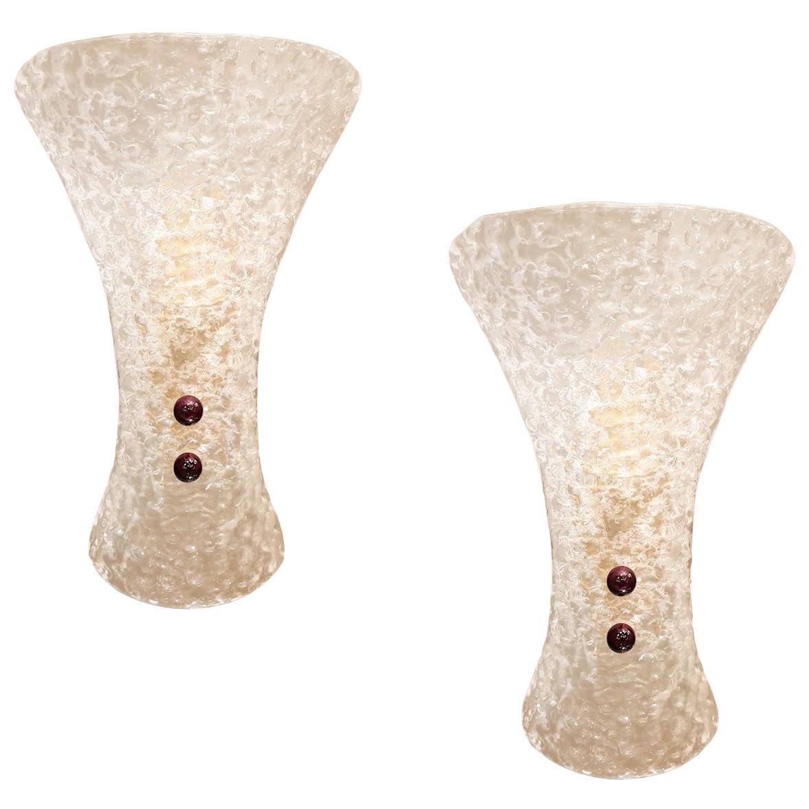 Murano Glass & Brass Mid-Century Modern Sconces Barovier style - a pair