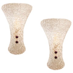 Murano Glass & Brass Mid-Century Modern Sconces Barovier style - a pair