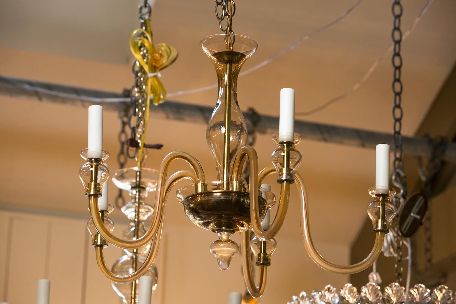 Murano Clear Glass Chandelier In Excellent Condition In Houston, TX