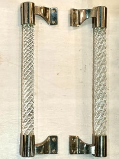 Murano Clear Glass Door Handles by Ercole Barovier, Barovier & Toso 1950's