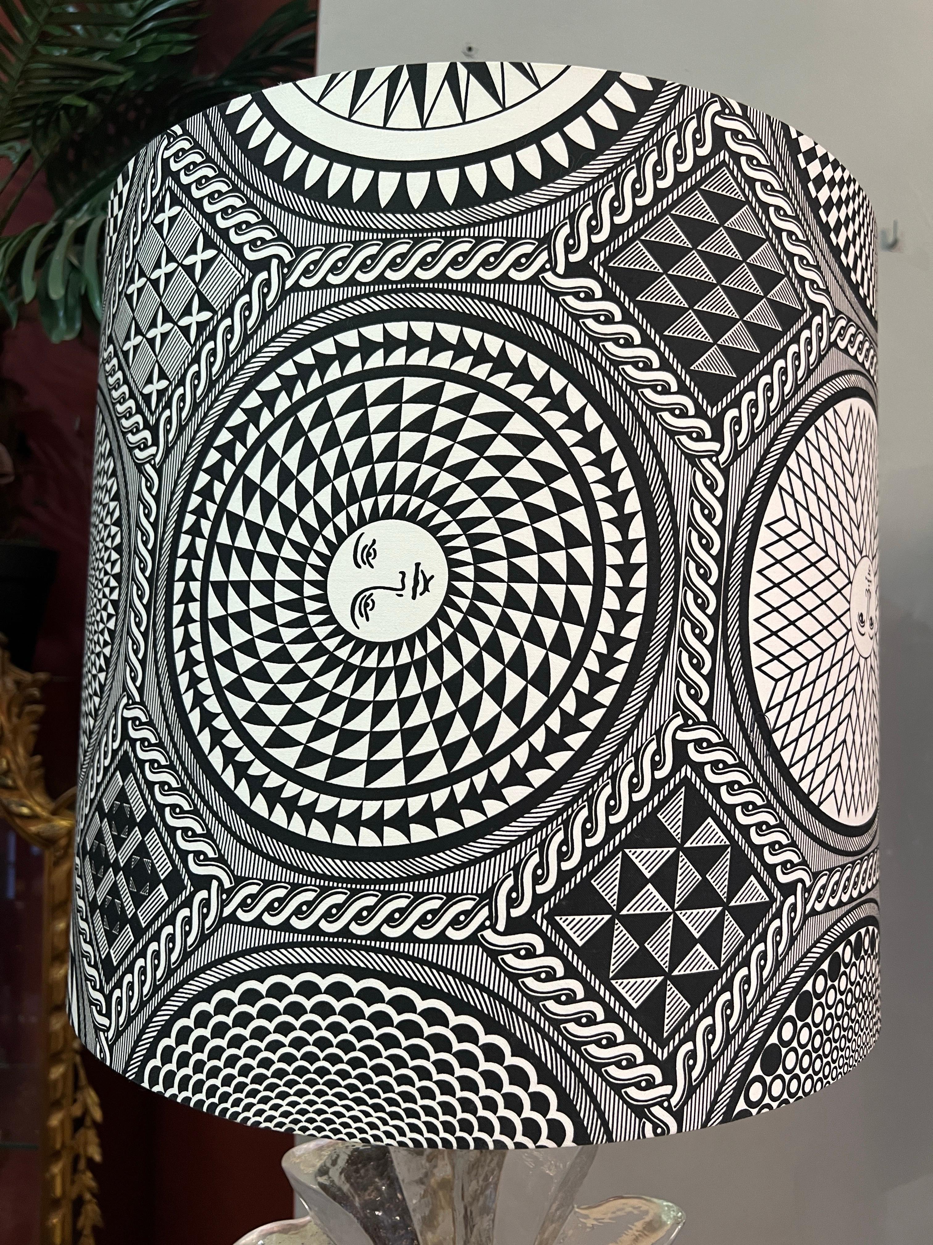 Lampada a foglia in vetro trasparente di Murano con paralume in tessuto di Fornasetti, anni '40 In condizioni ottime in vendita a Florence, IT