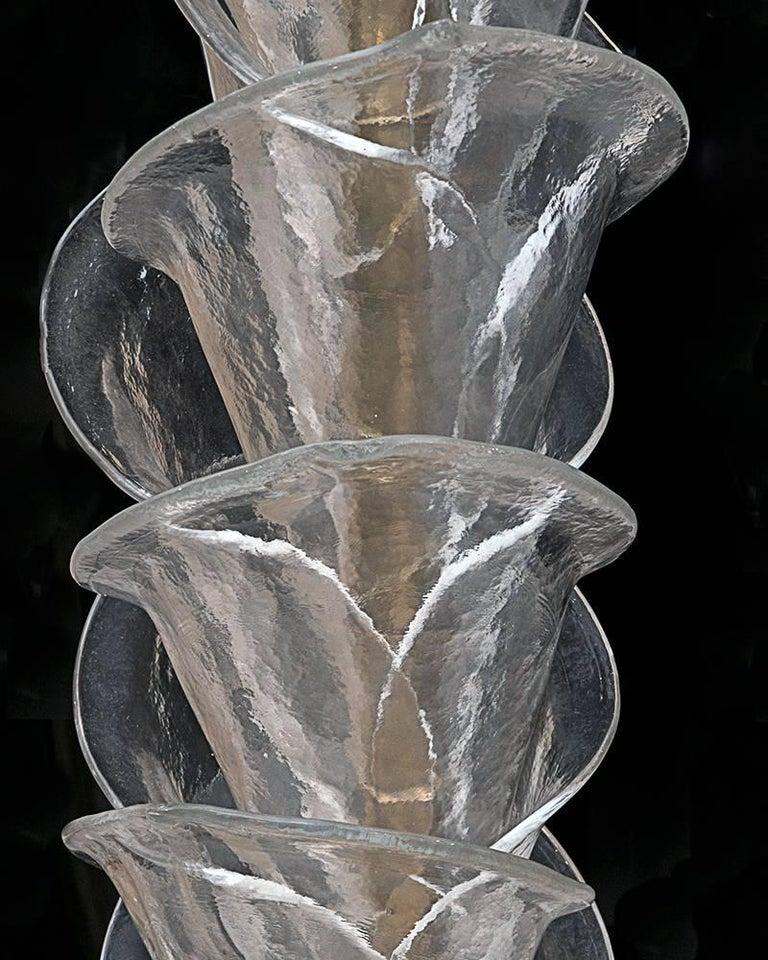 Laiton Lampadaire en forme de palmier en verre de Murano transparent, avec accessoires en laiton, 1970 en vente