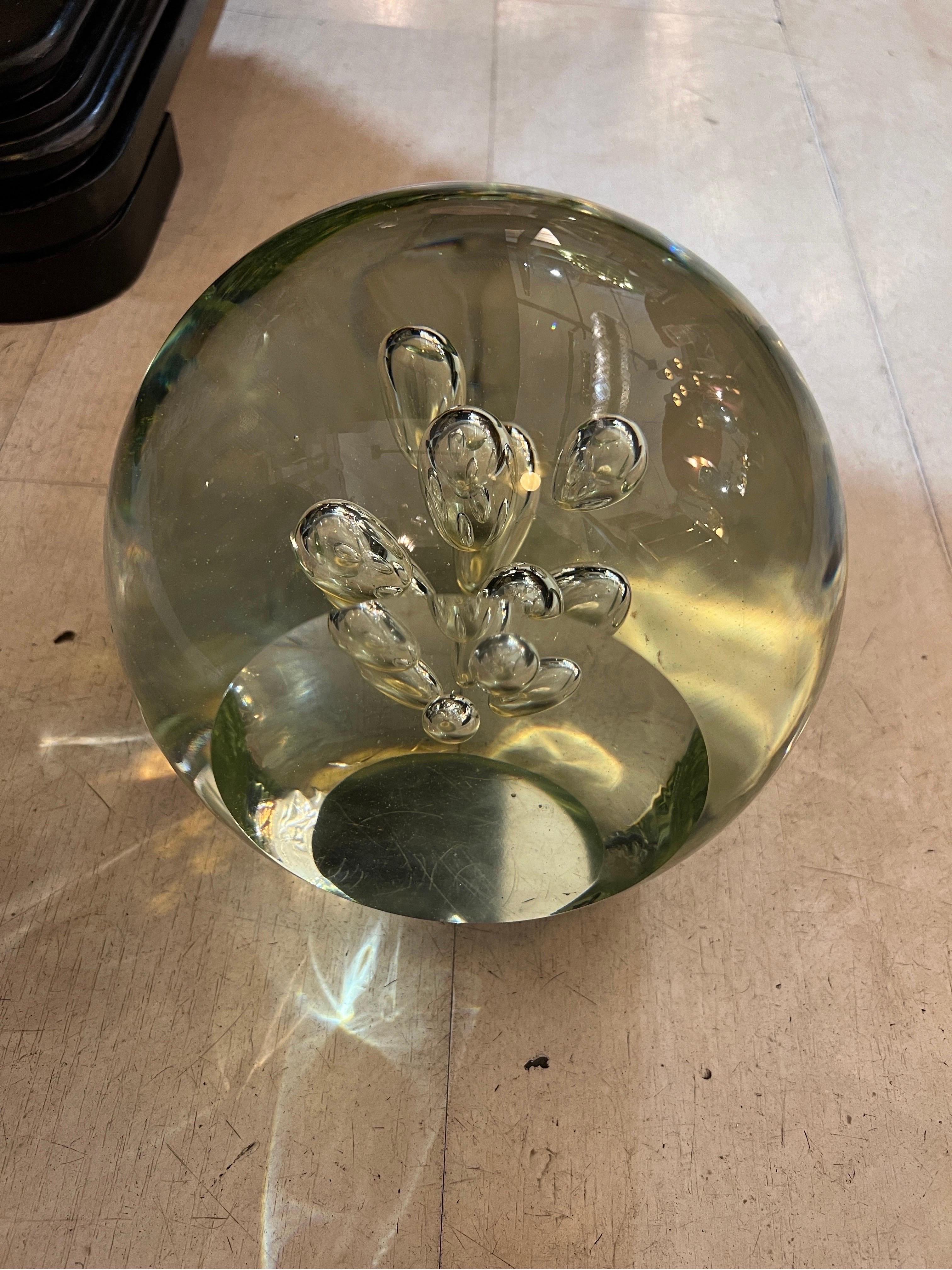 Murano Clear Glass Paperweight Air Bubbles Included 1960s 4