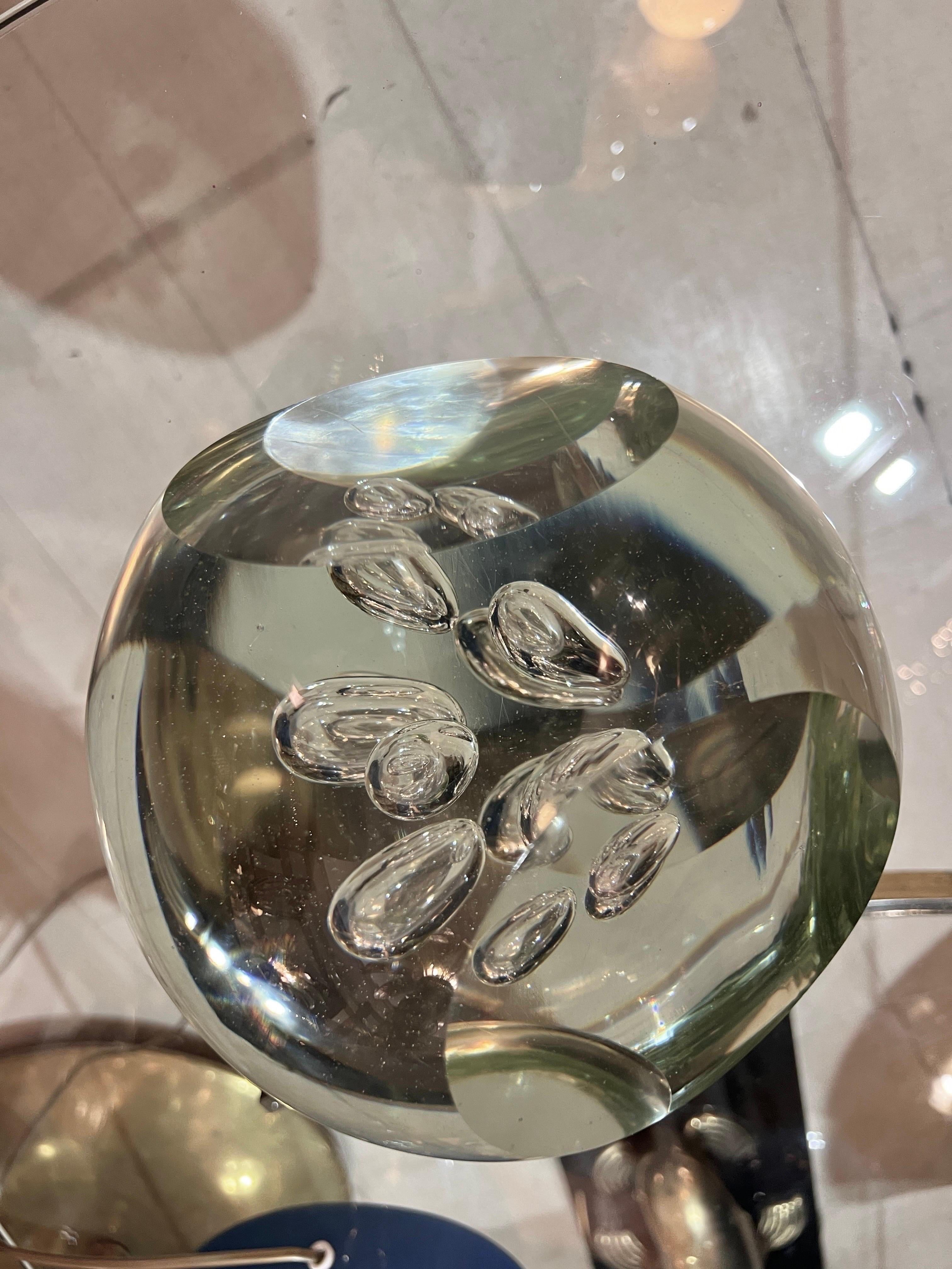 Murano Clear Glass Paperweight Air Bubbles Included 1960s 5