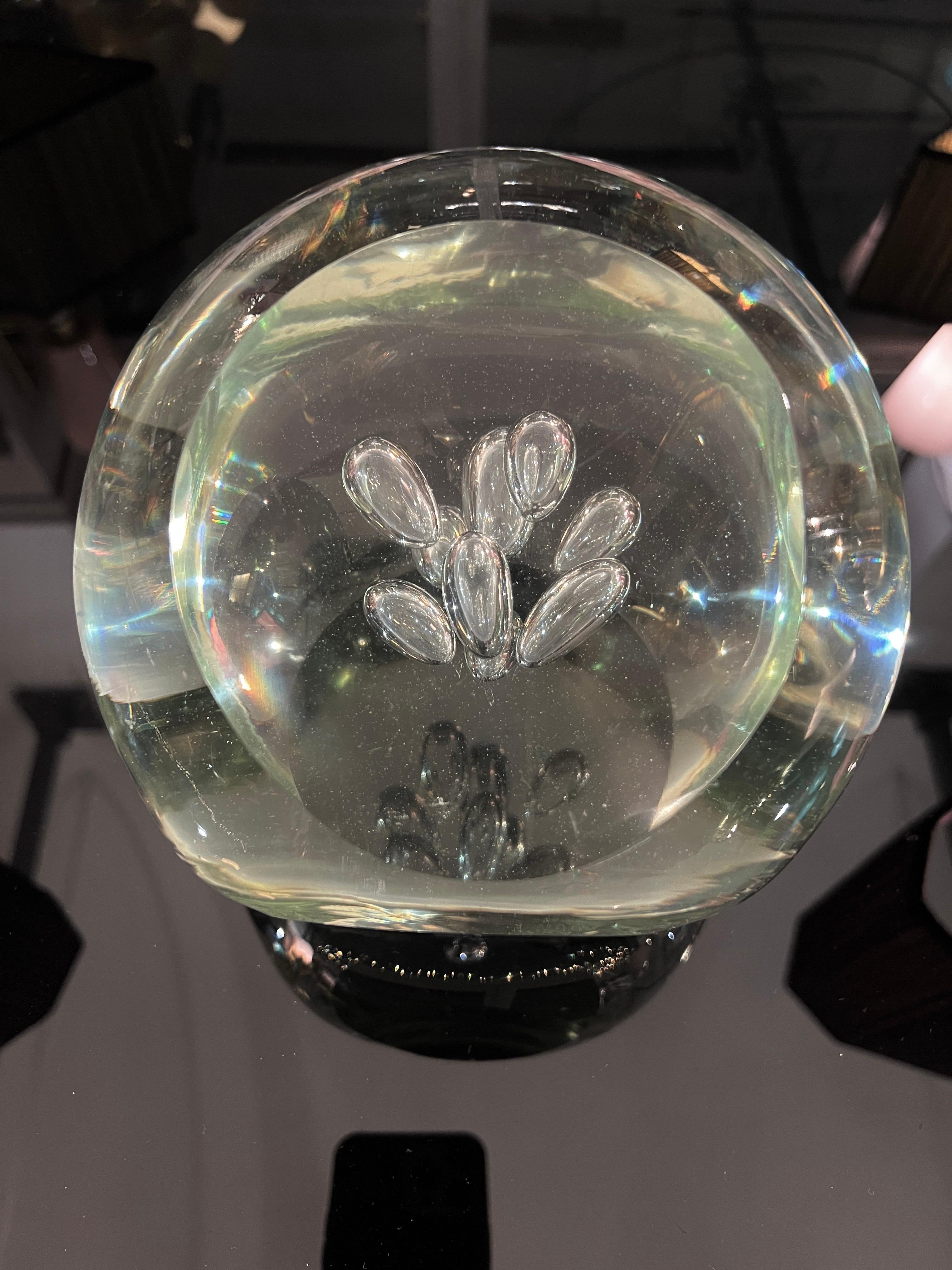 Murano Clear Glass Paperweight Air Bubbles Included 1960s 6