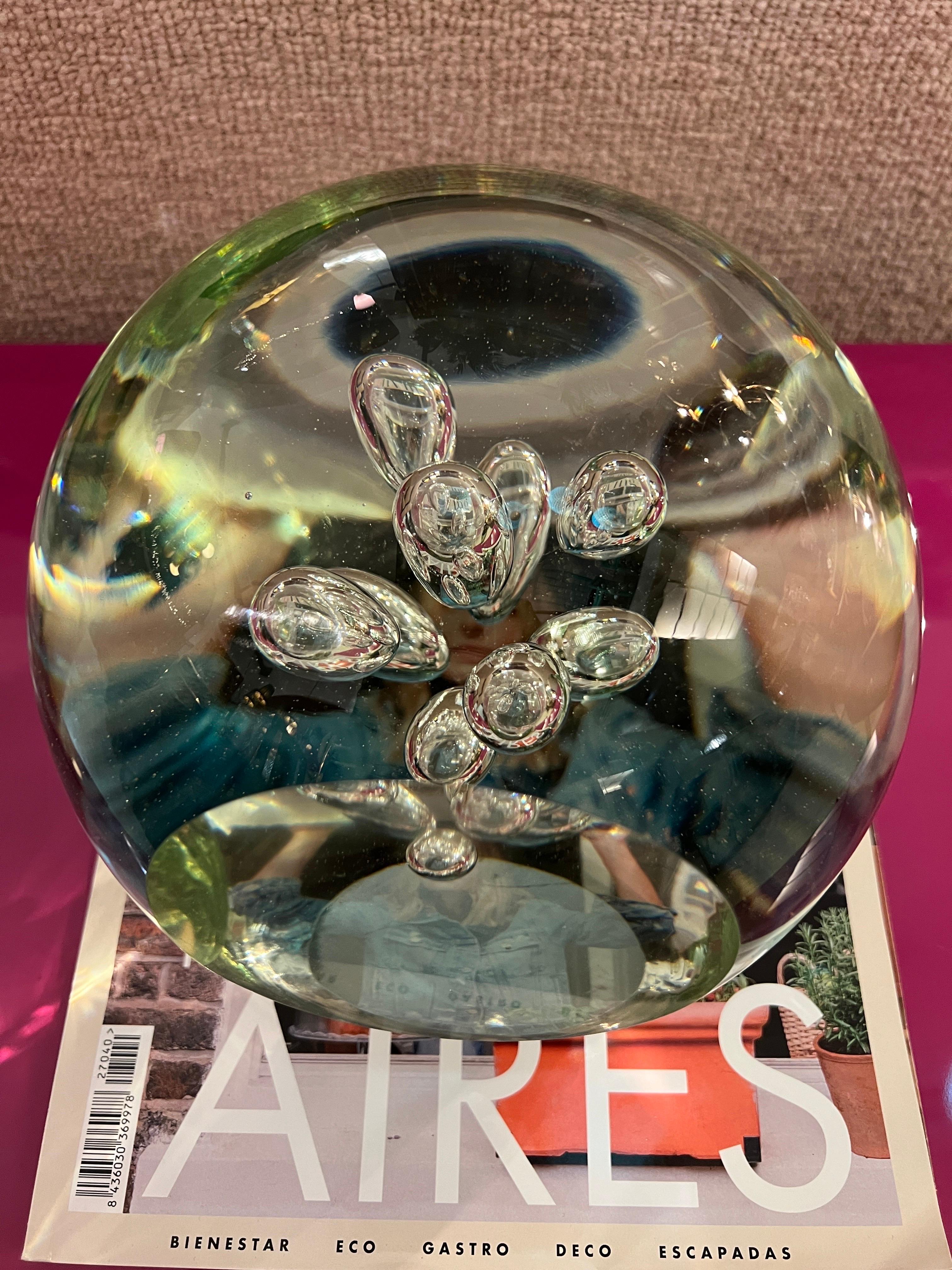 Murano Clear Glass Paperweight Air Bubbles Included 1960s 10