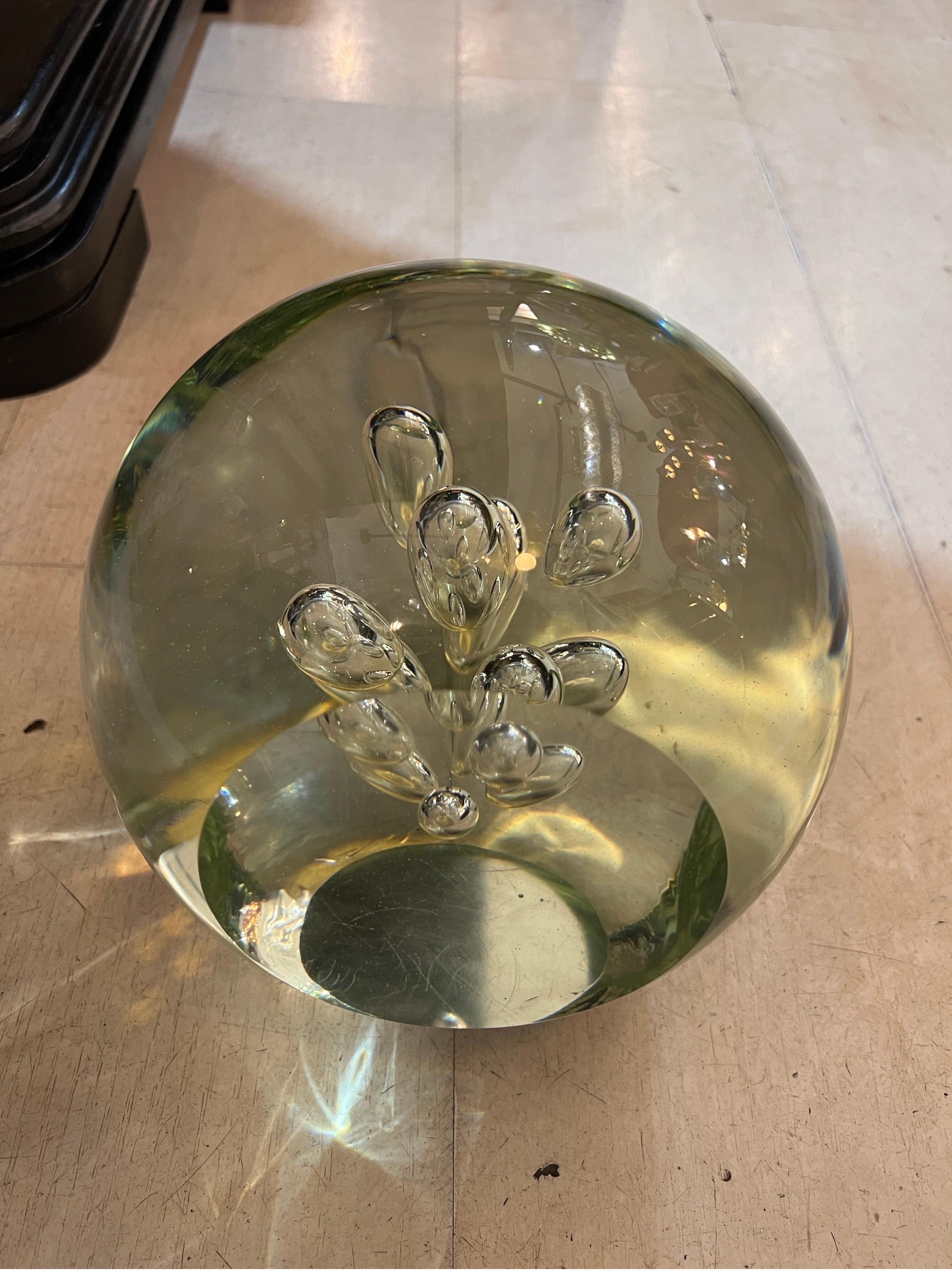 Italian Murano Clear Glass Paperweight Air Bubbles Included 1960s