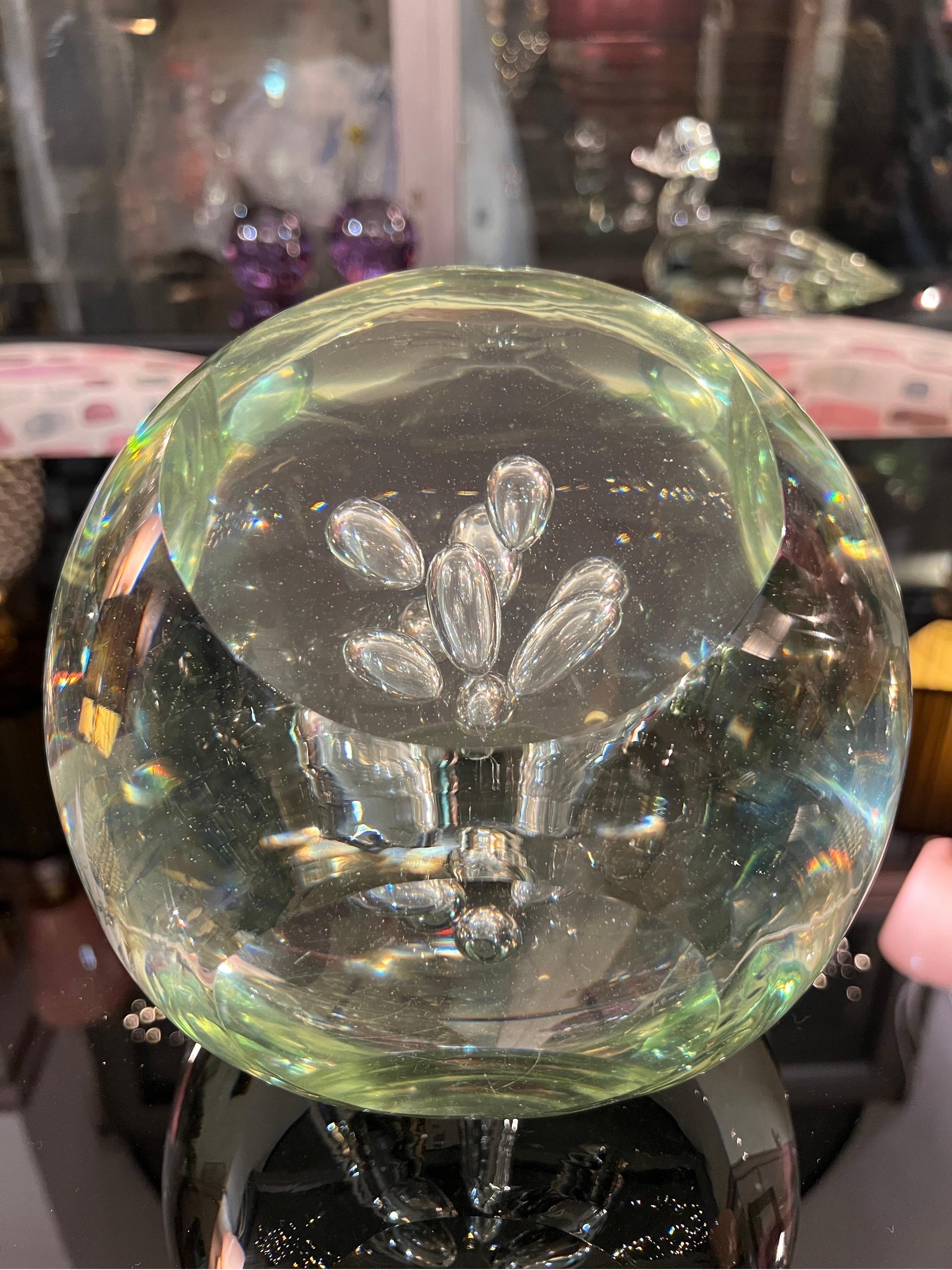20th Century Murano Clear Glass Paperweight Air Bubbles Included 1960s