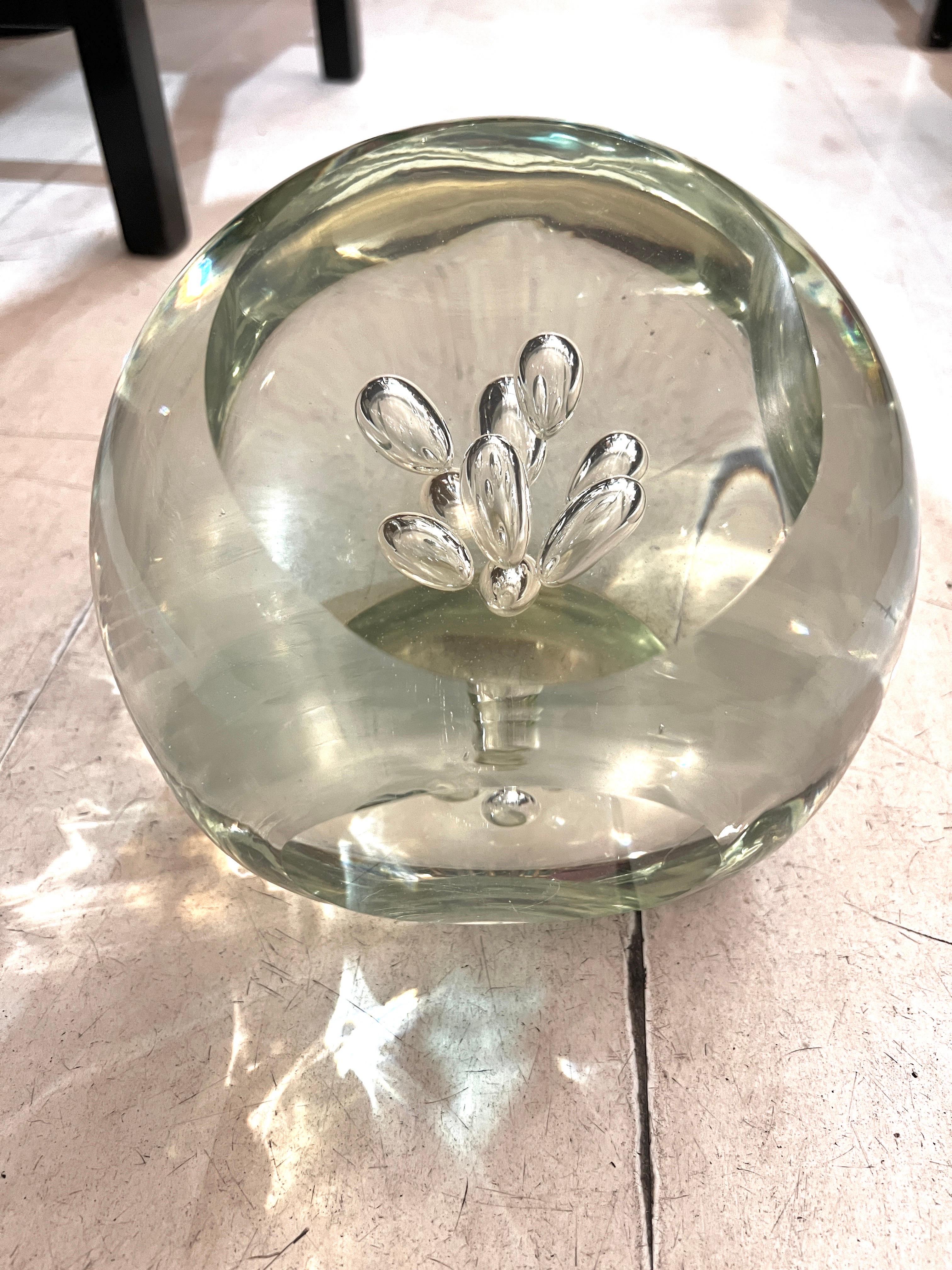 Murano Glass Murano Clear Glass Paperweight Air Bubbles Included 1960s