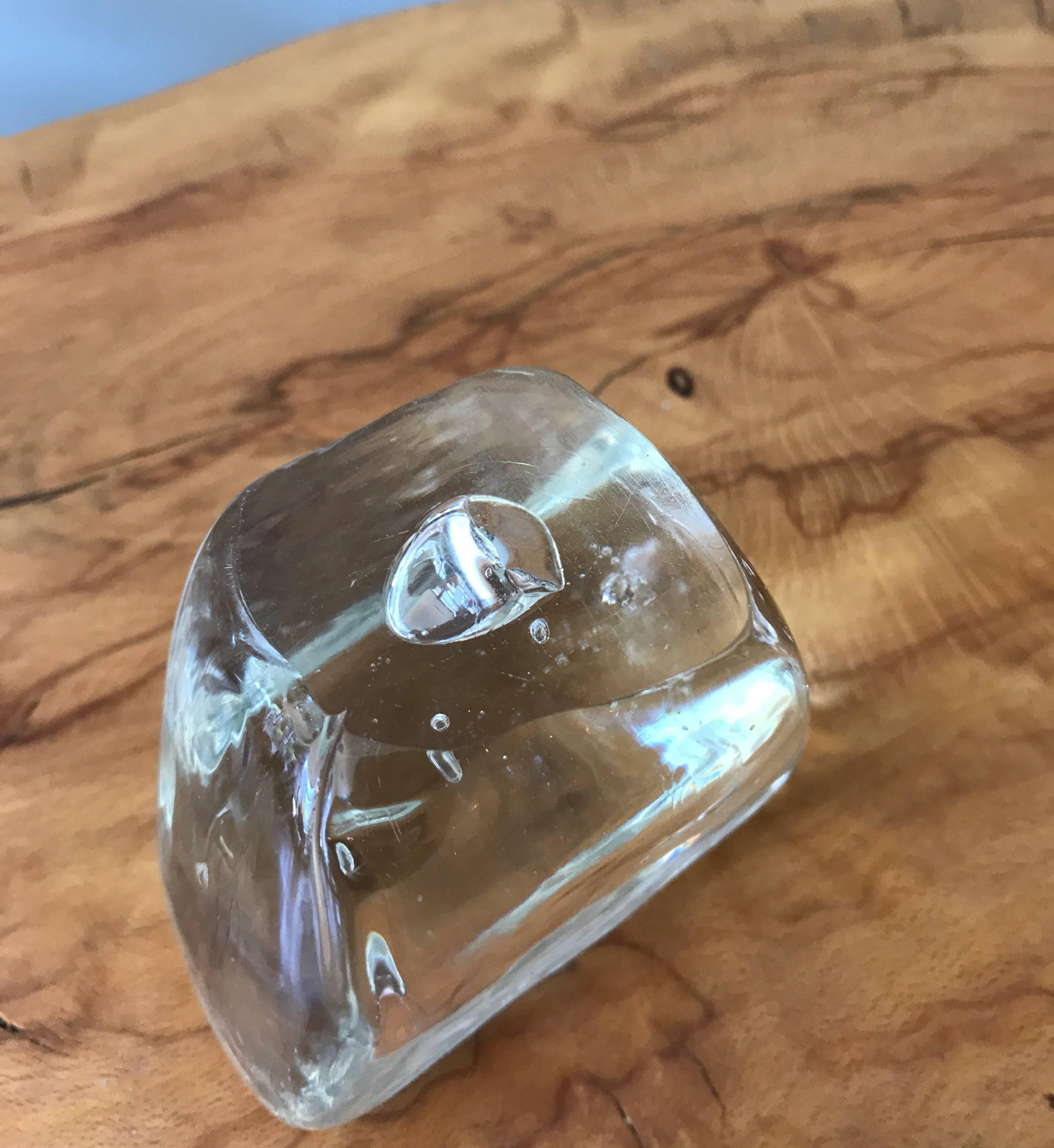 Murano Clear Glass Paperweight with Bubble Inclusions 3