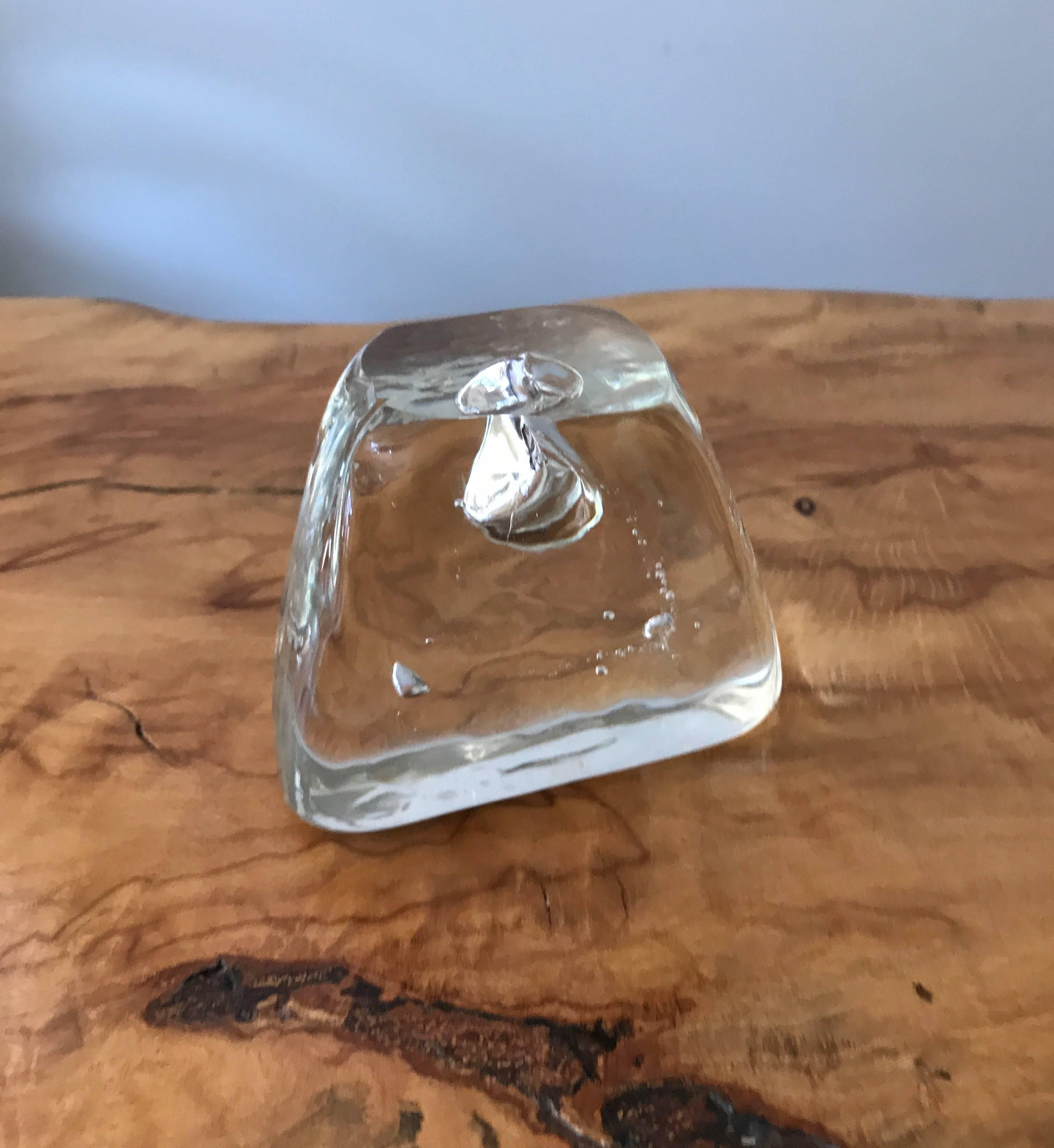Murano Clear Glass Paperweight with Bubble Inclusions 4