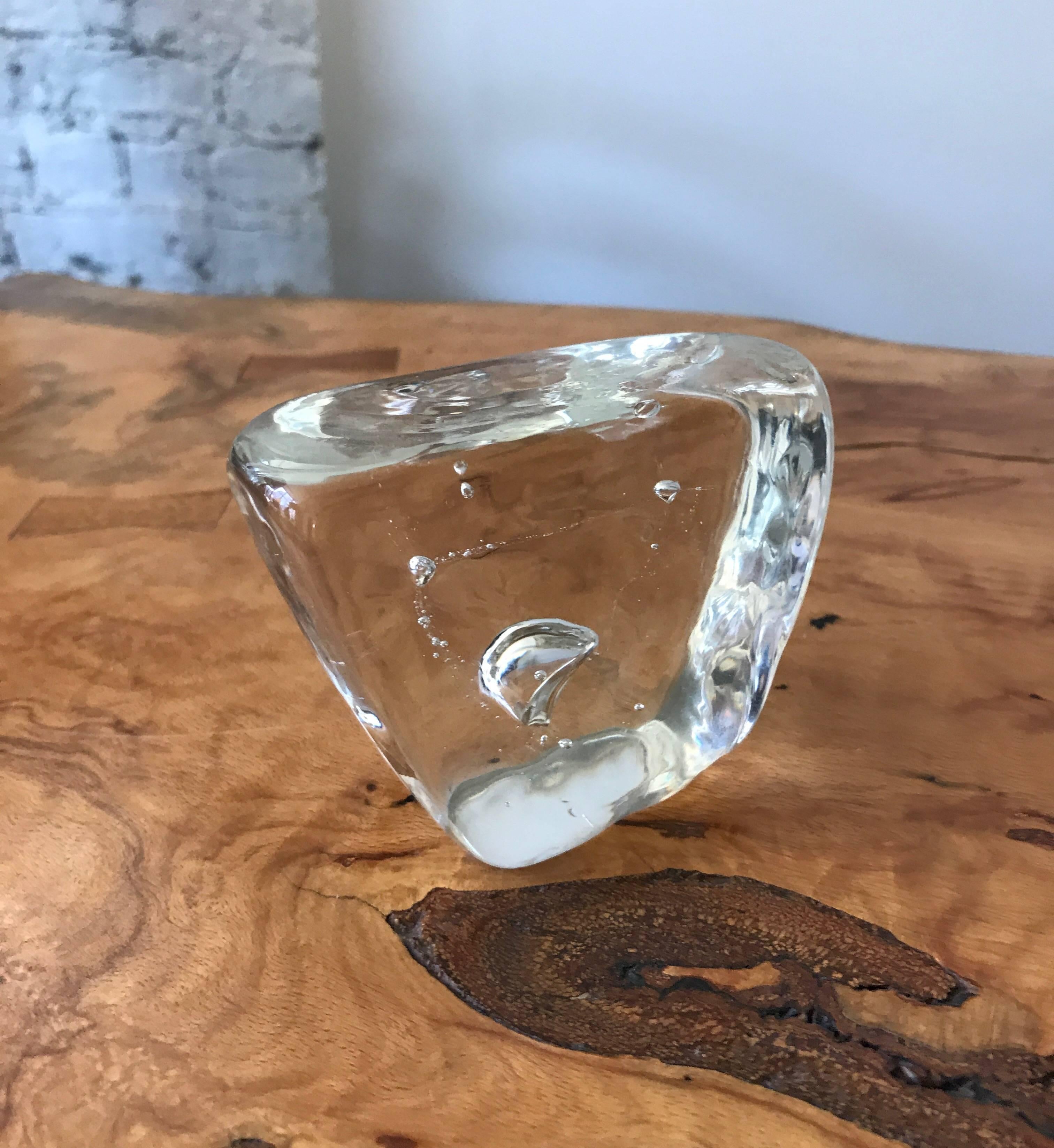 Murano Clear Glass Paperweight with Bubble Inclusions 7