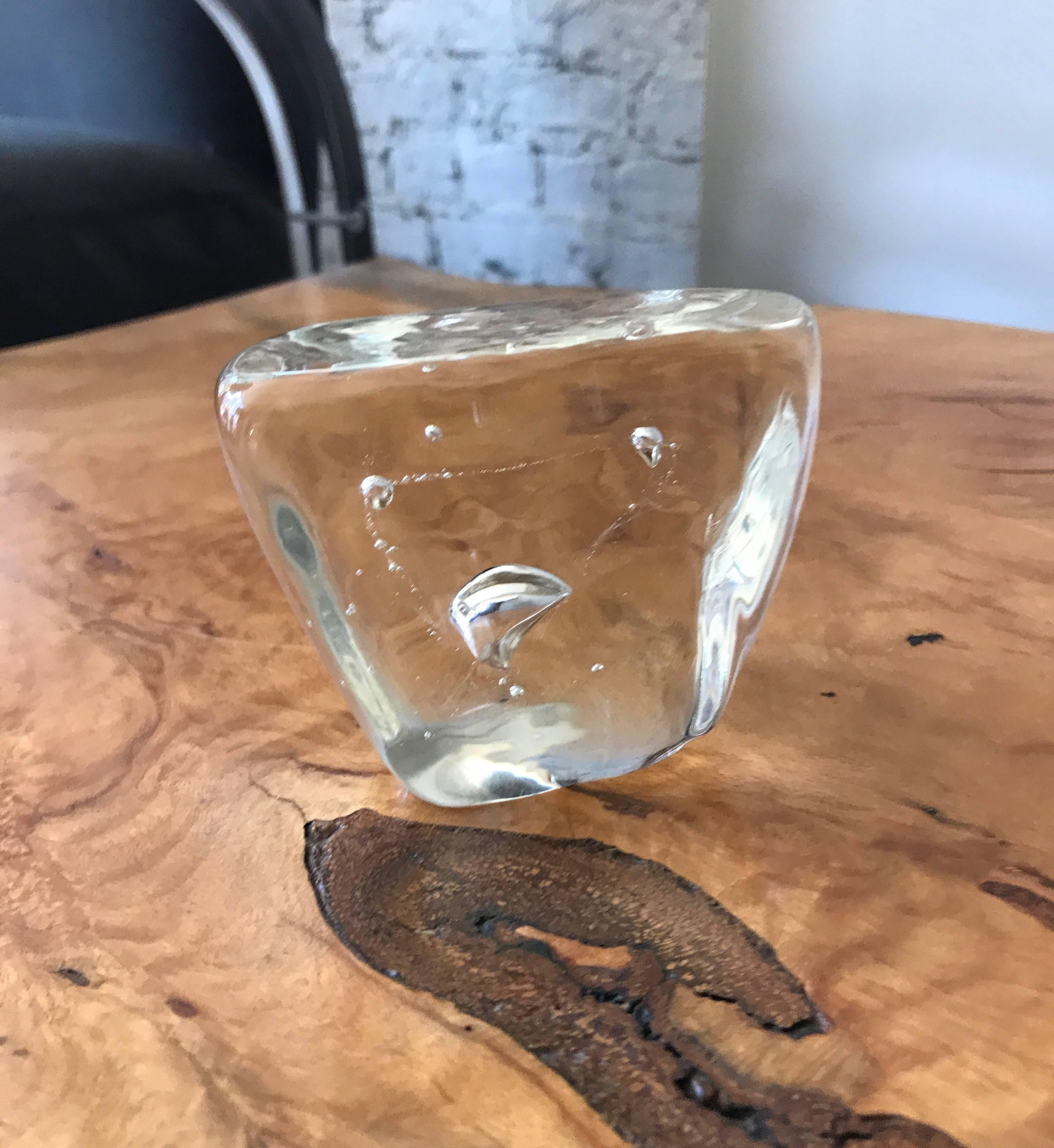 Murano Clear Glass Paperweight with Bubble Inclusions 8