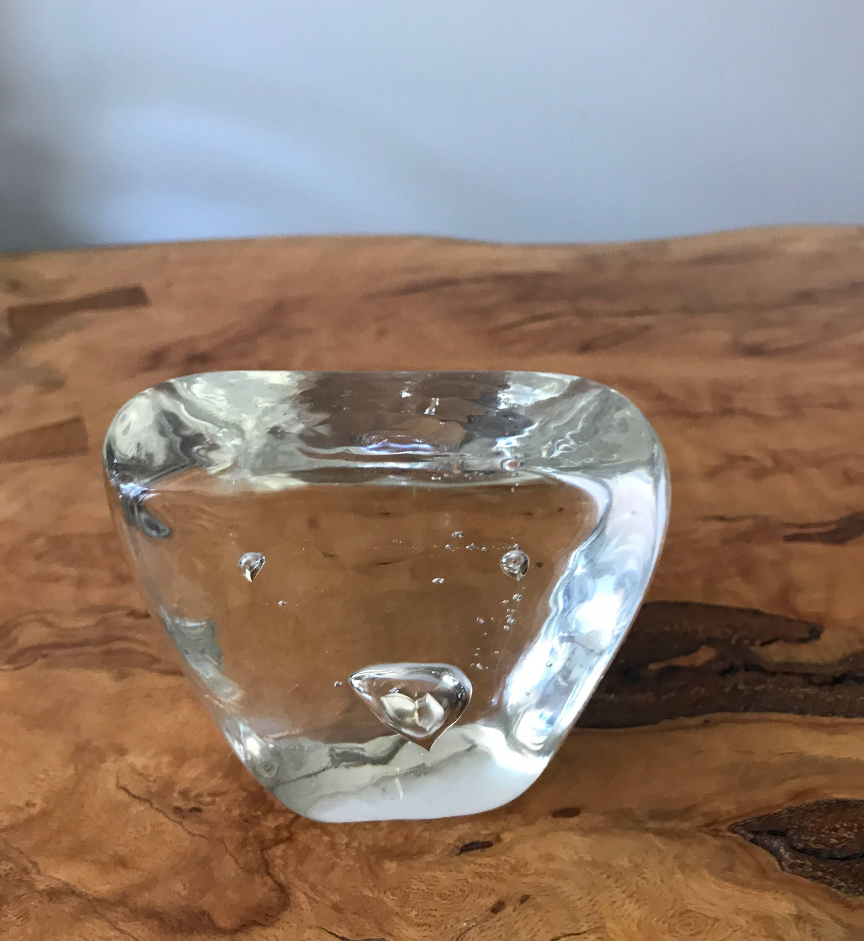 Murano Clear Glass Paperweight with Bubble Inclusions 11