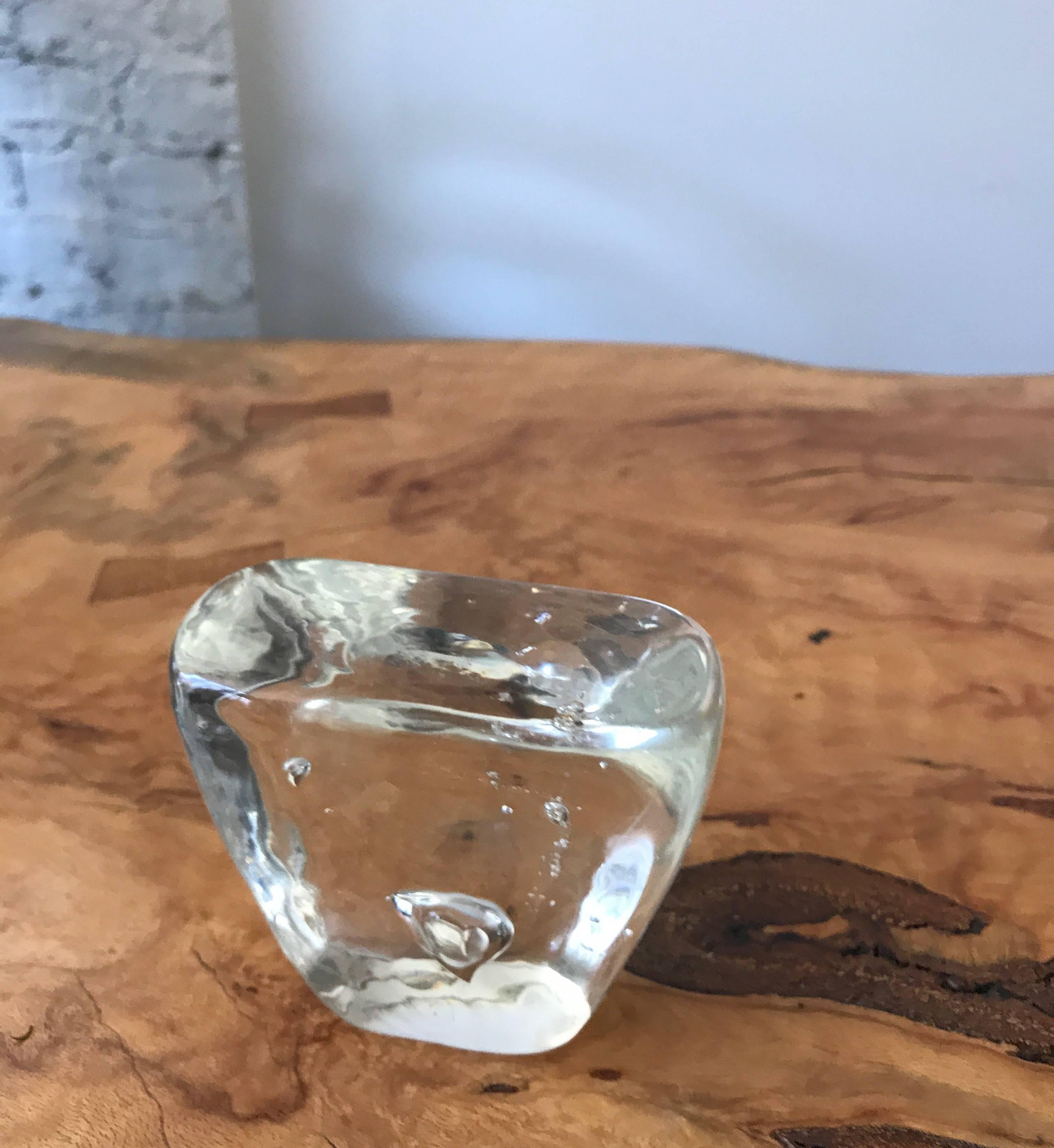 Murano Clear Glass Paperweight with Bubble Inclusions 12