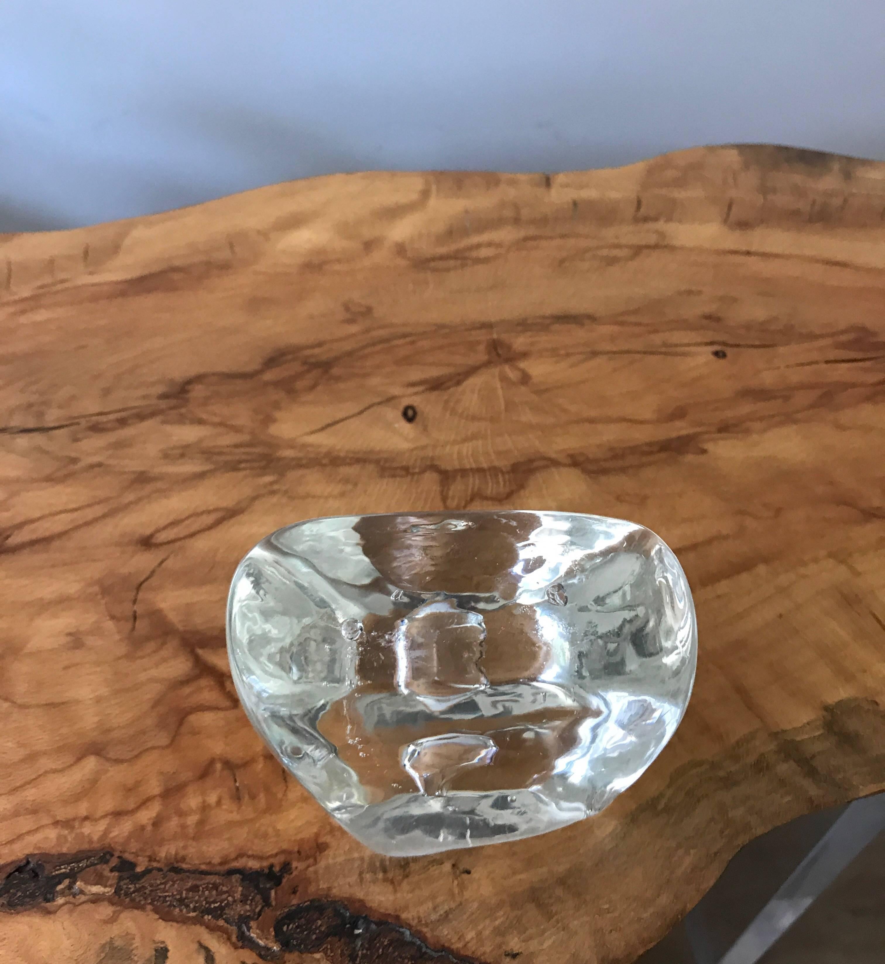 Mid-Century Modern Murano Clear Glass Paperweight with Bubble Inclusions